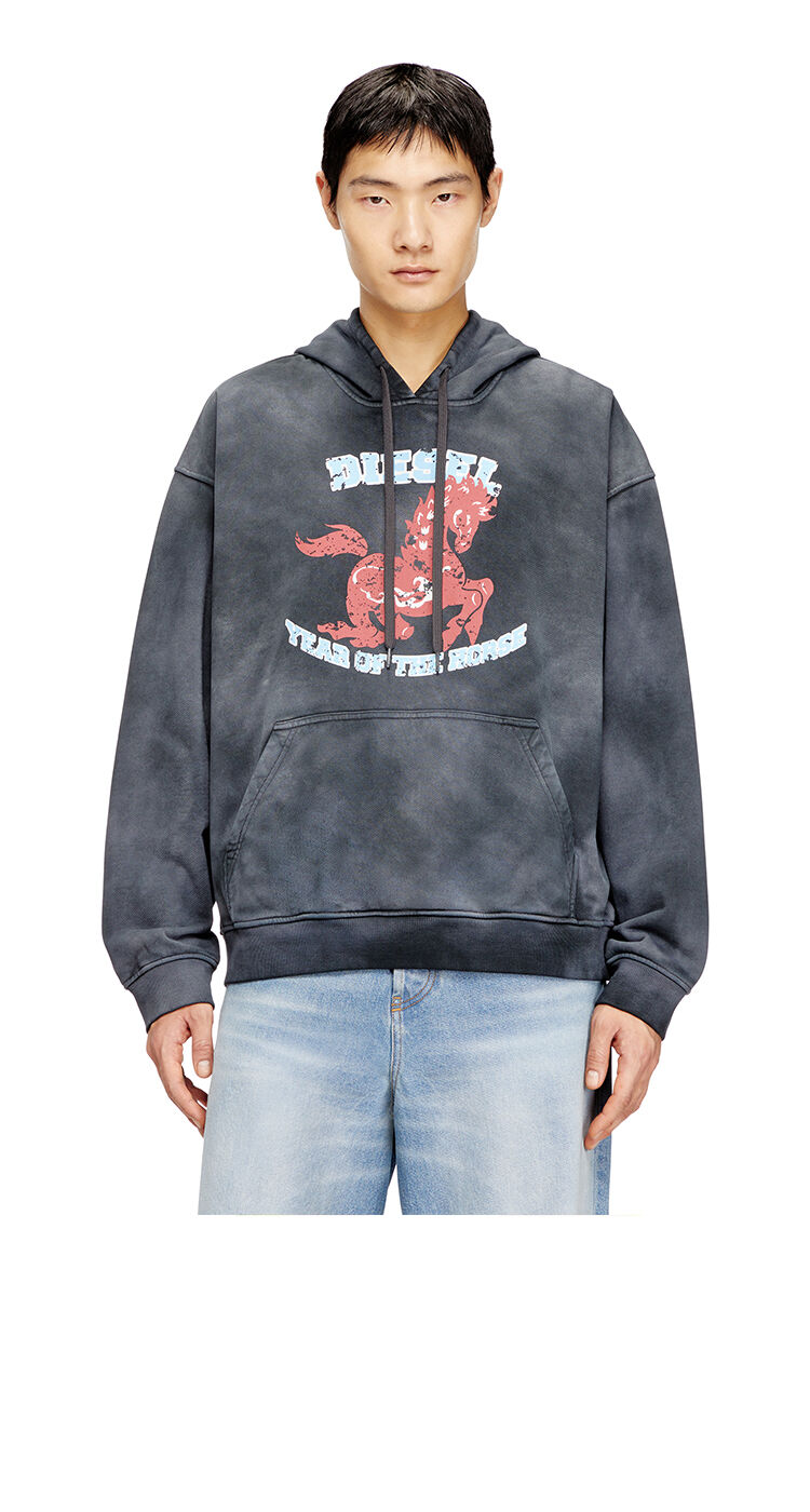 Hoodie tie-dye with horse graphic print