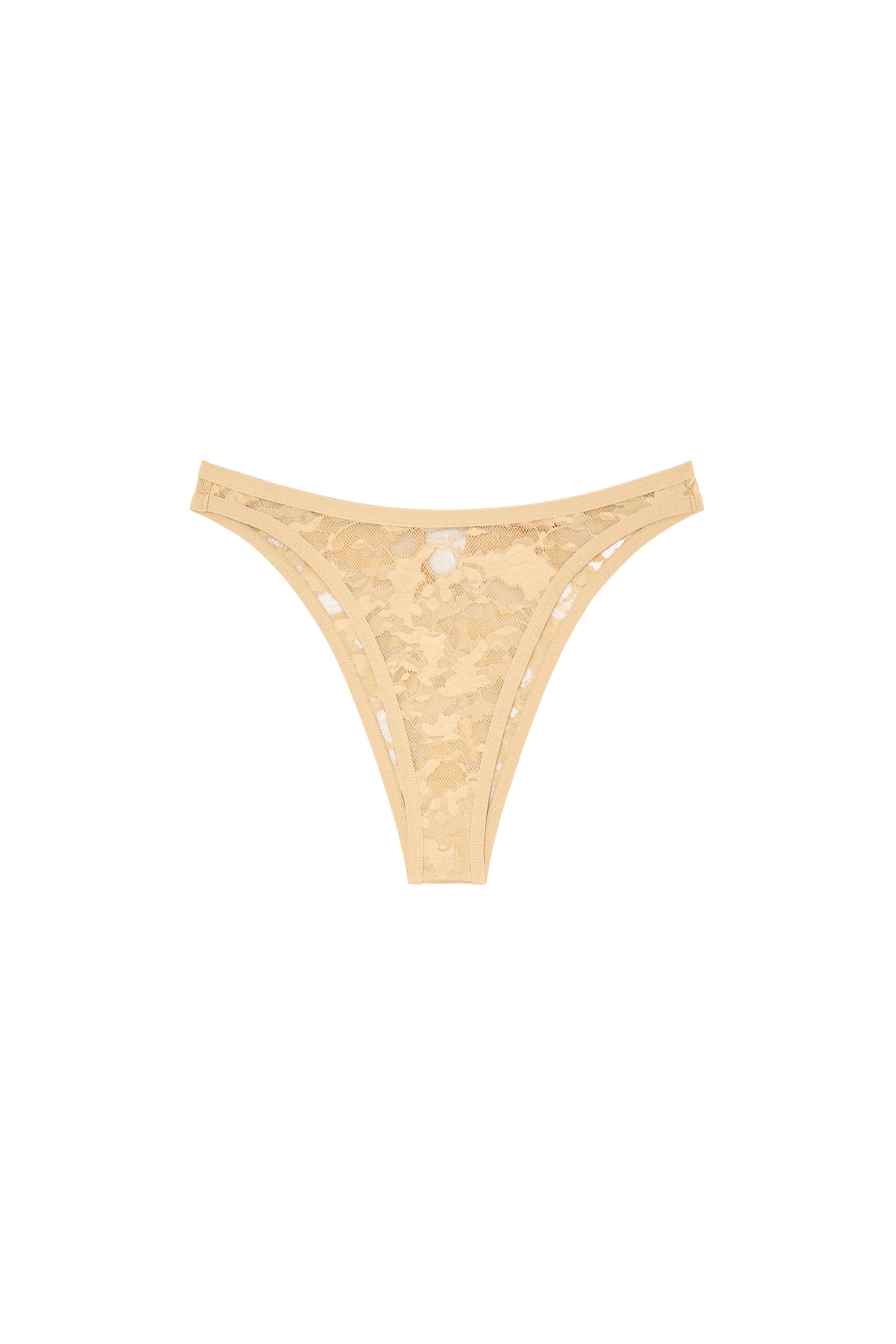 Diesel - UFPN-D-OVAL-PUNCHY-BRIEF, Culotte en dentelle camouflage avec plaque Oval D Femme in Marron - 2
