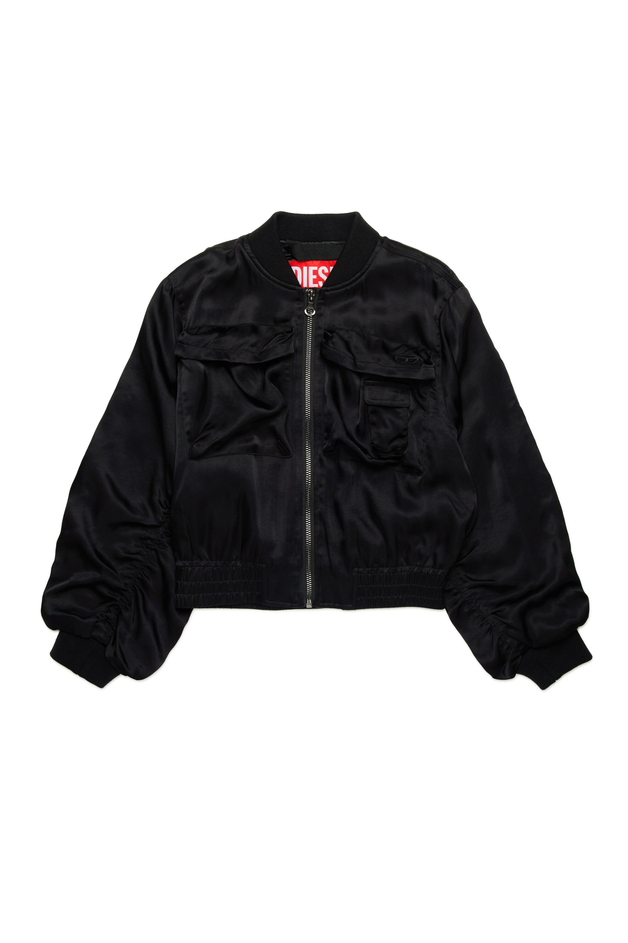 Diesel - JGKHLOWS, Veste bomber en satin avec poches cargo Femme in Noir - 1