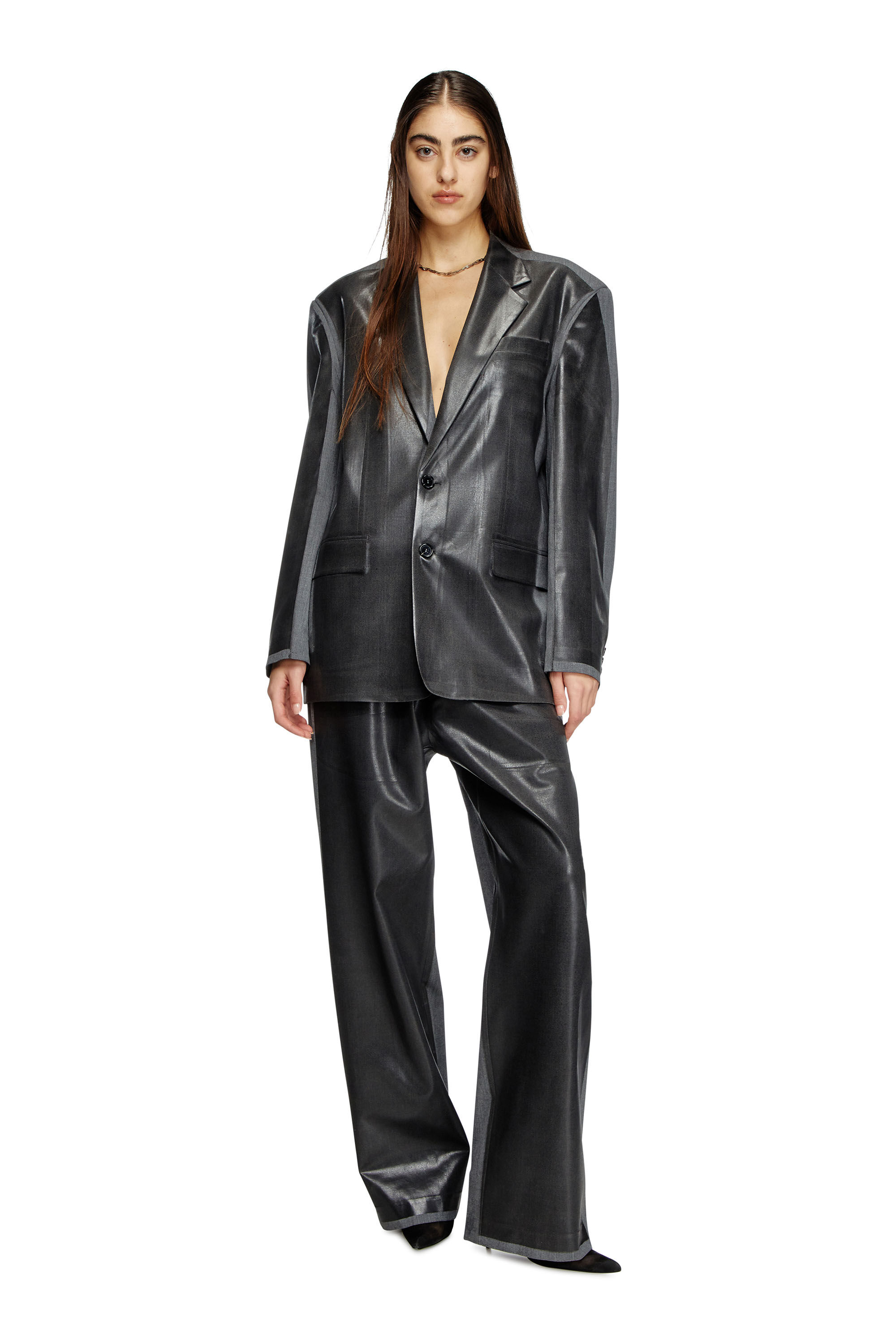 スーツ DIESEL Women Suits LA174490DLAX9XX Black Women's Oversized blazer with coated front | Black | Diesel
