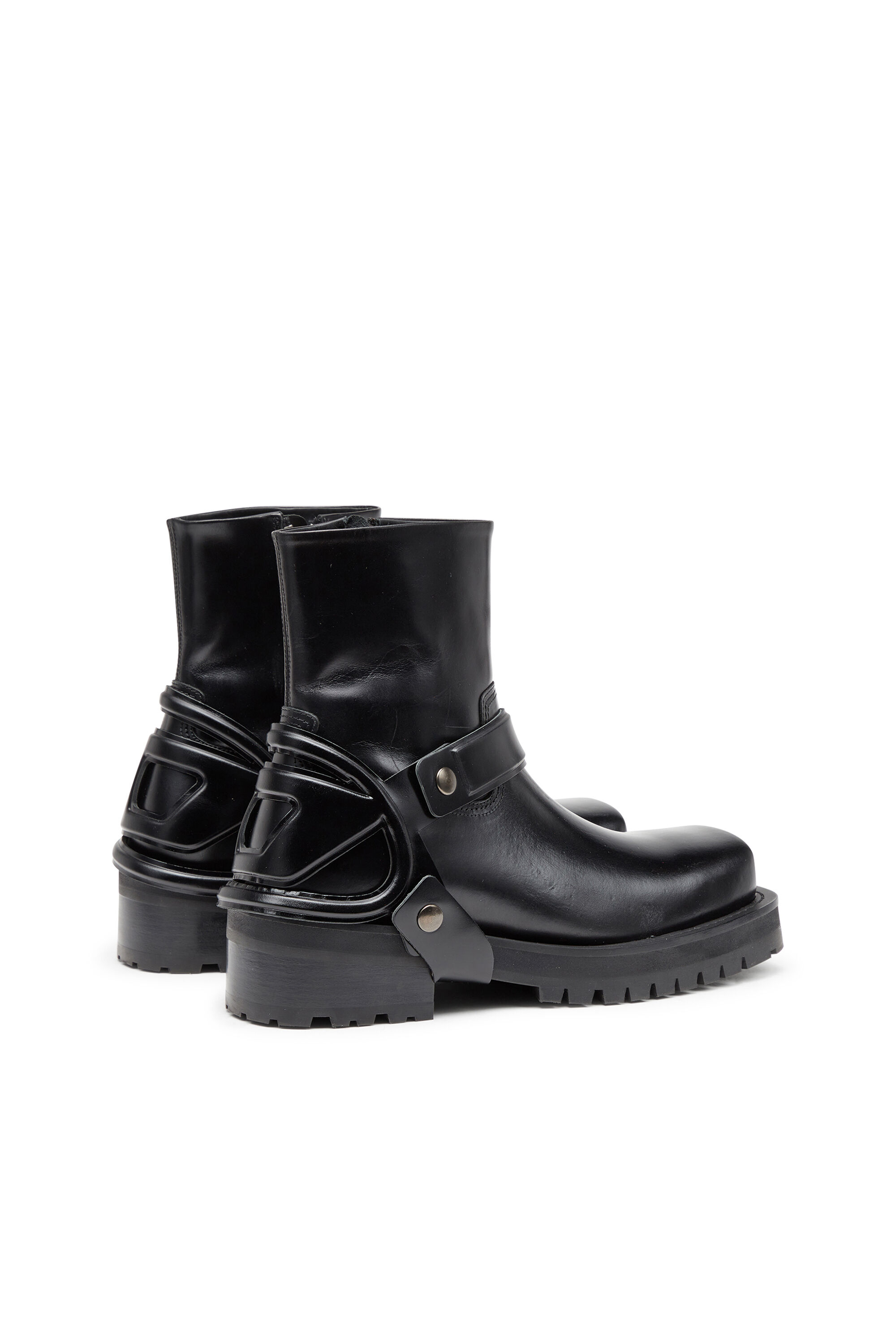 Diesel - D-TEXAN CH, D-Texan-Bottes harnais en cuir poli Homme in Noir - 3