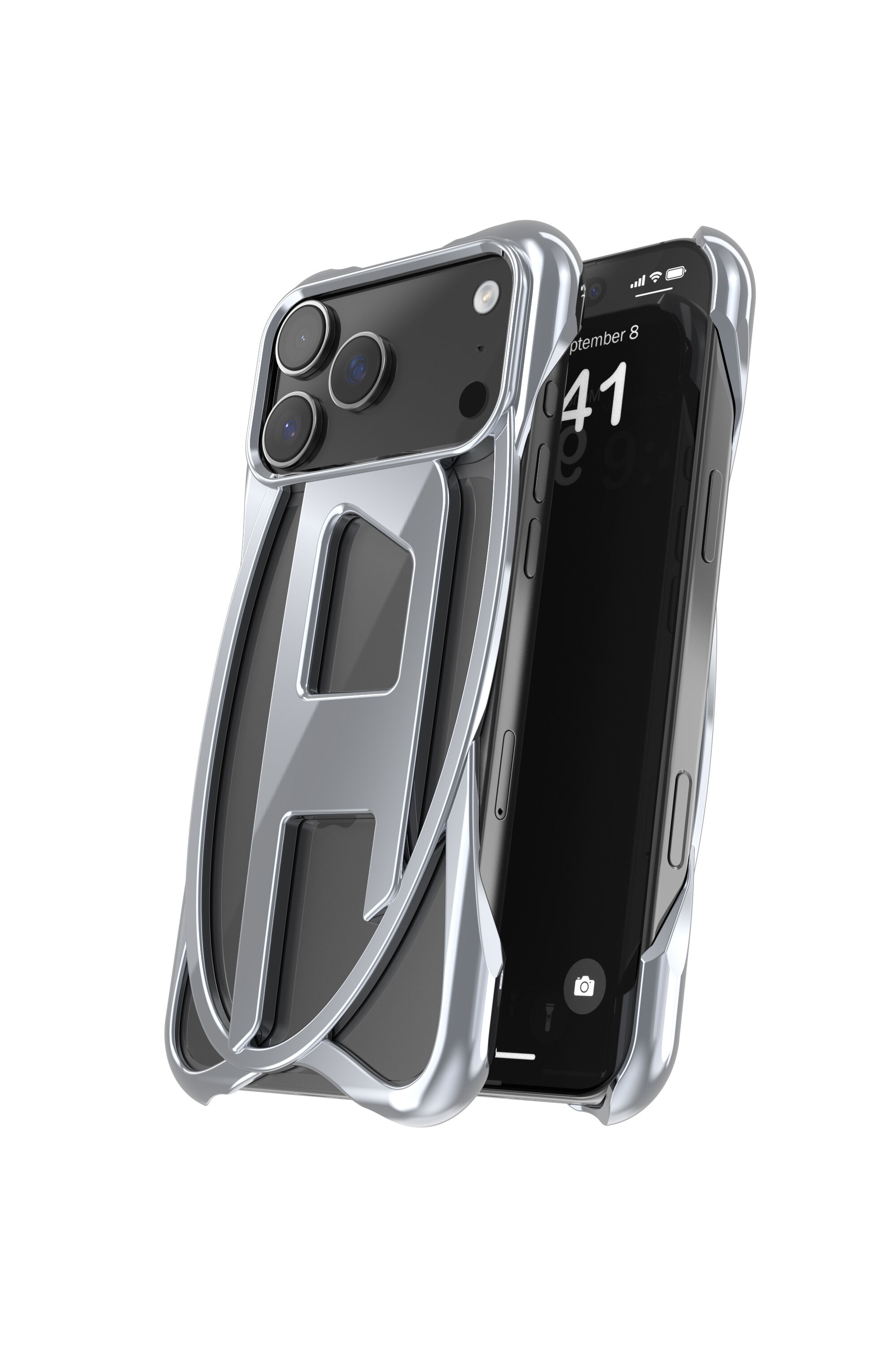 Diesel - 60446  D FRAME CASE, Étui brillant Caged D pour iPhone 17 Pro Max Mixte in Gris - 3