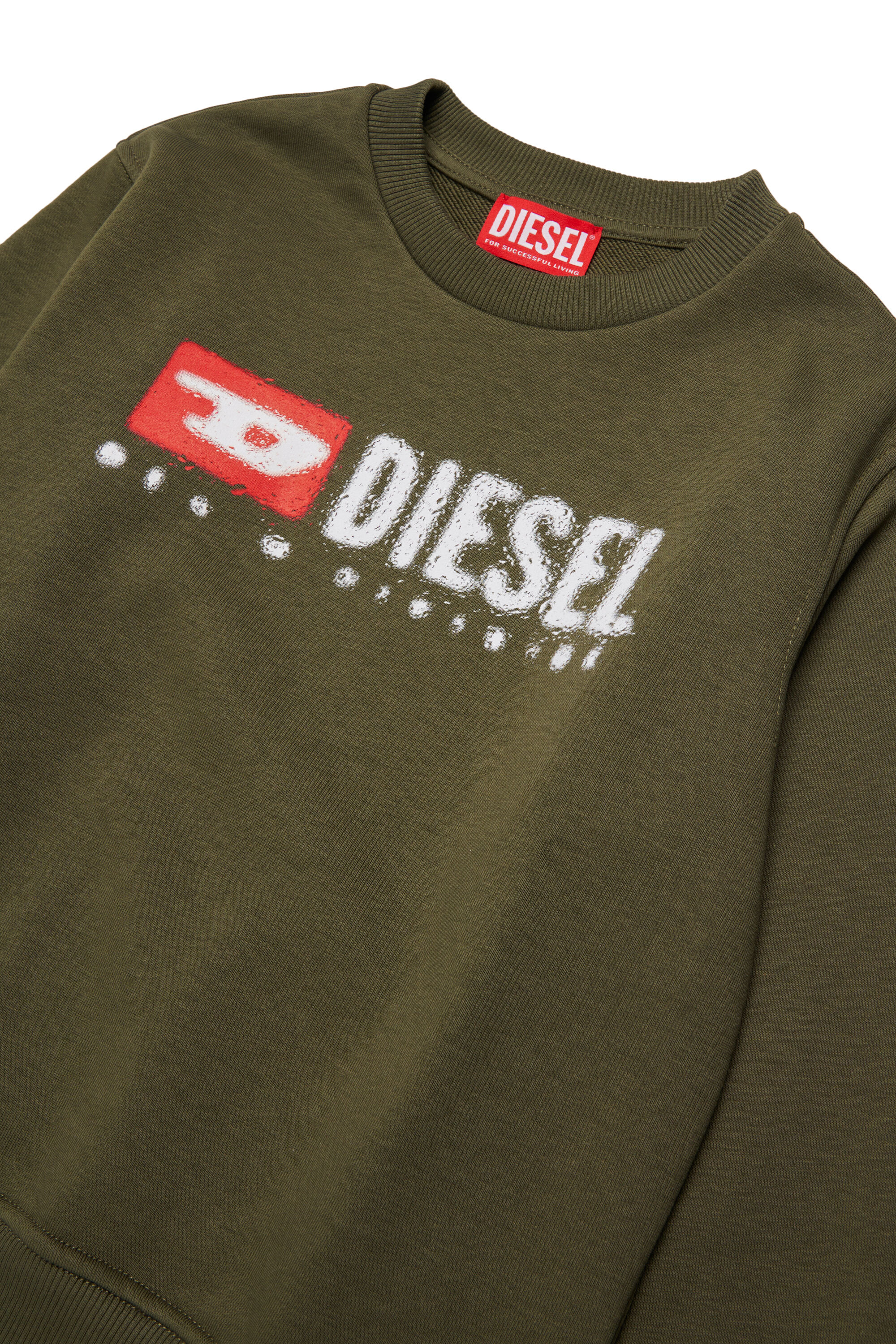 Diesel - SDROPS OVER, Sweat en coton avec logo Homme in Vert - 3