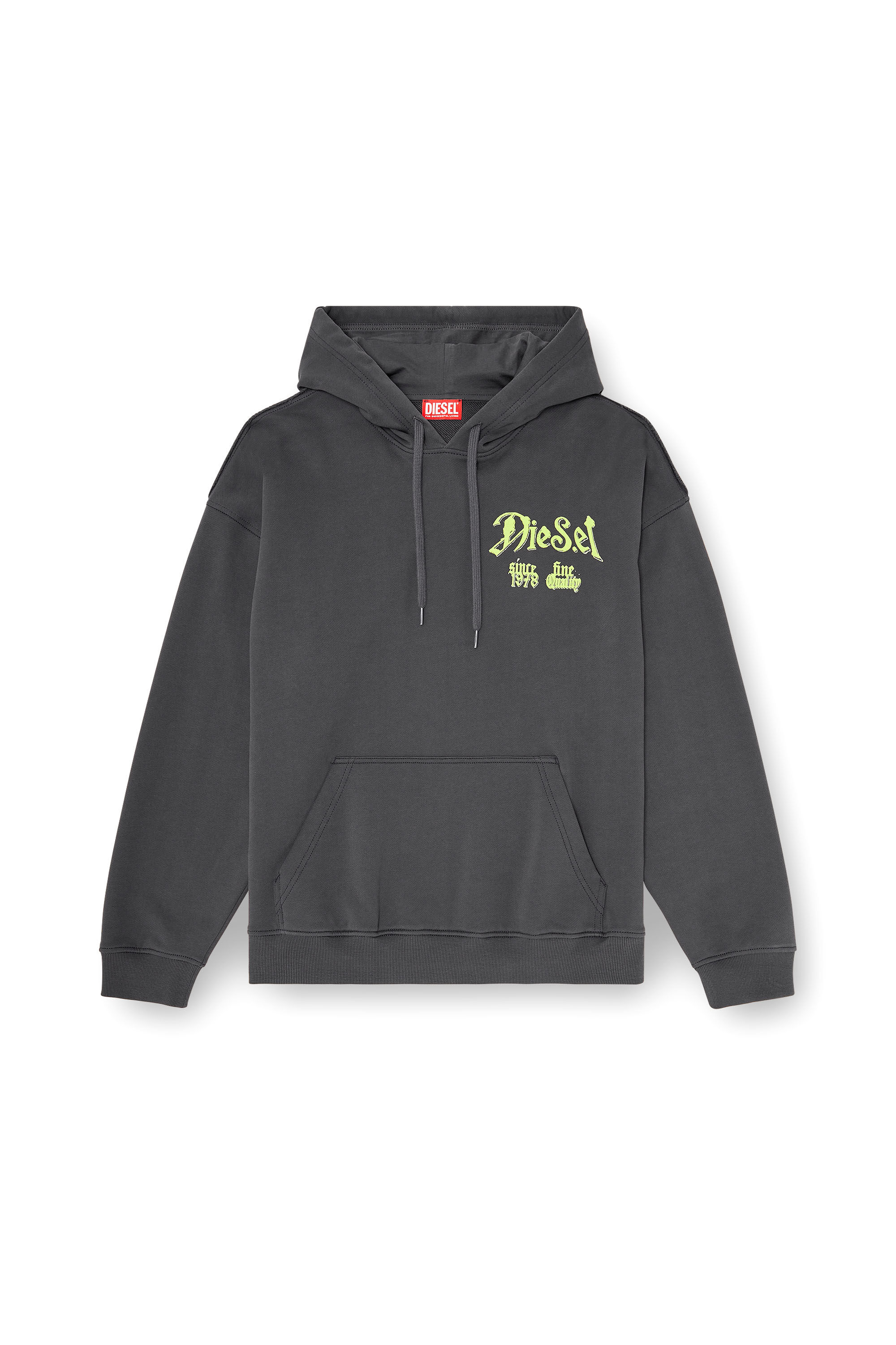 Diesel - S-BOXT-HOOD-AA2, Sweat &agrave; capuche en coton avec graphismes floqu&eacute;s Homme in Gris - 2