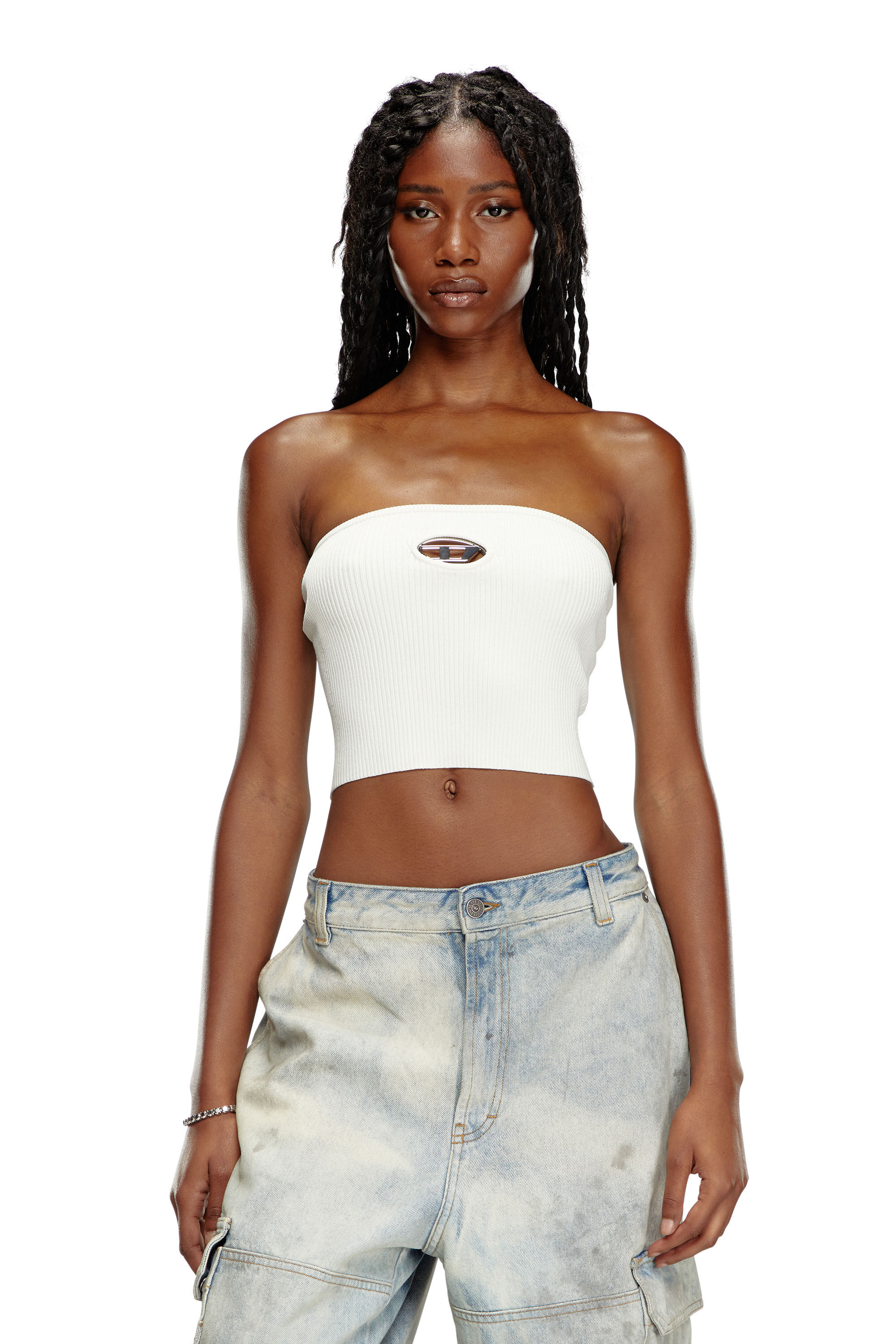 Diesel - M-CLARKSVILLEX, Top tube avec plaque à logo Femme in Blanc - 3