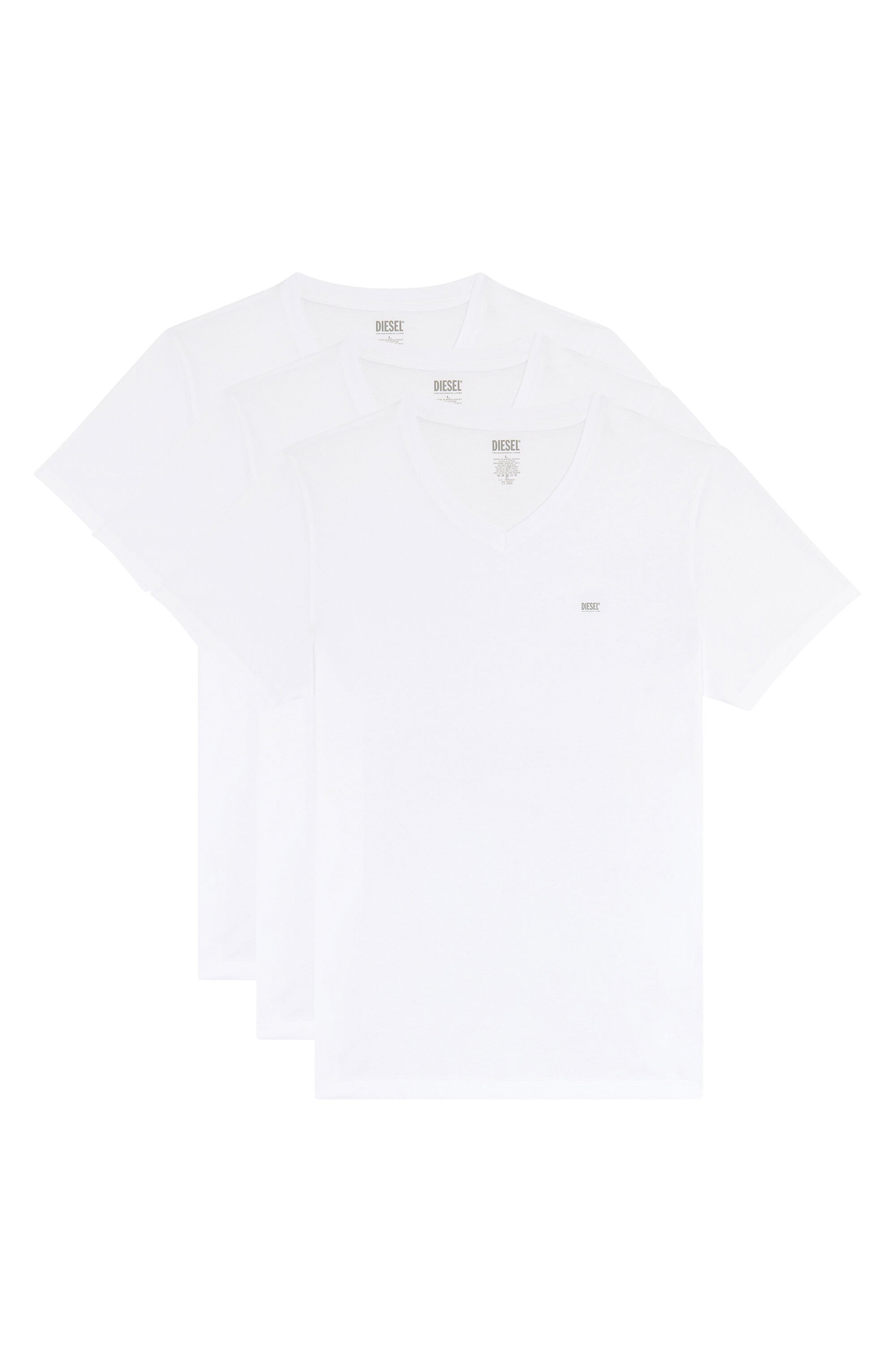 Diesel - UMTEE-MICHAEL3PACK, Homme Lot de trois T-shirts avec col en V in Blanc - Image 2