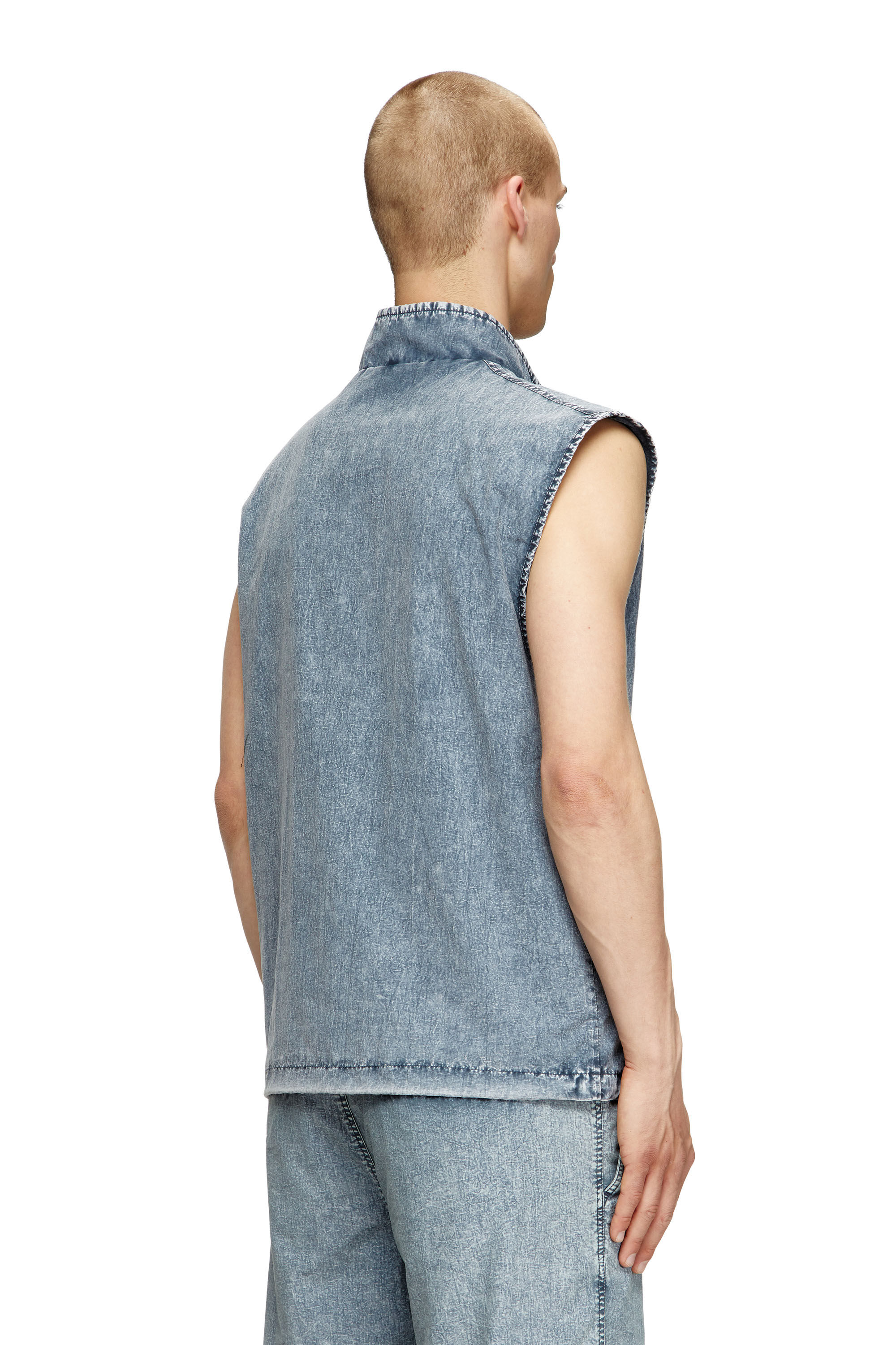Diesel - J-ERB, Gilet en taslan de nylon recyclé Homme in Bleu - 4