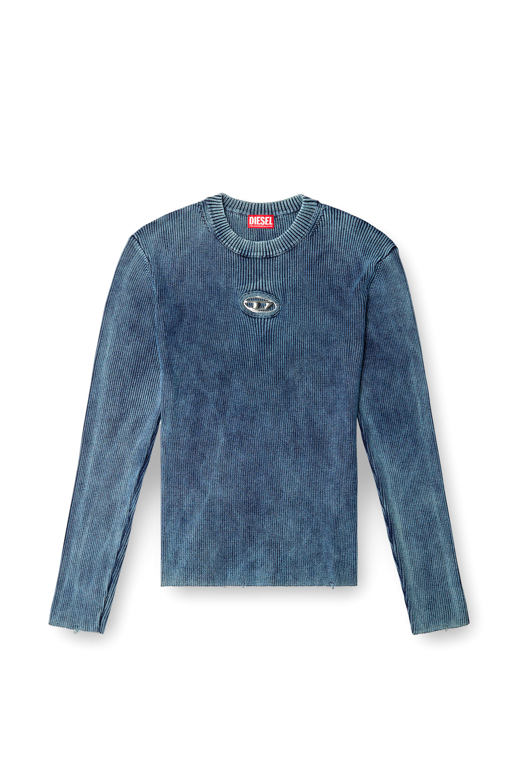【送料&関税込】Diesel K-darin-d Distressed Jumper Men's Distressed jumper with cut-out logo | Blue | Diesel