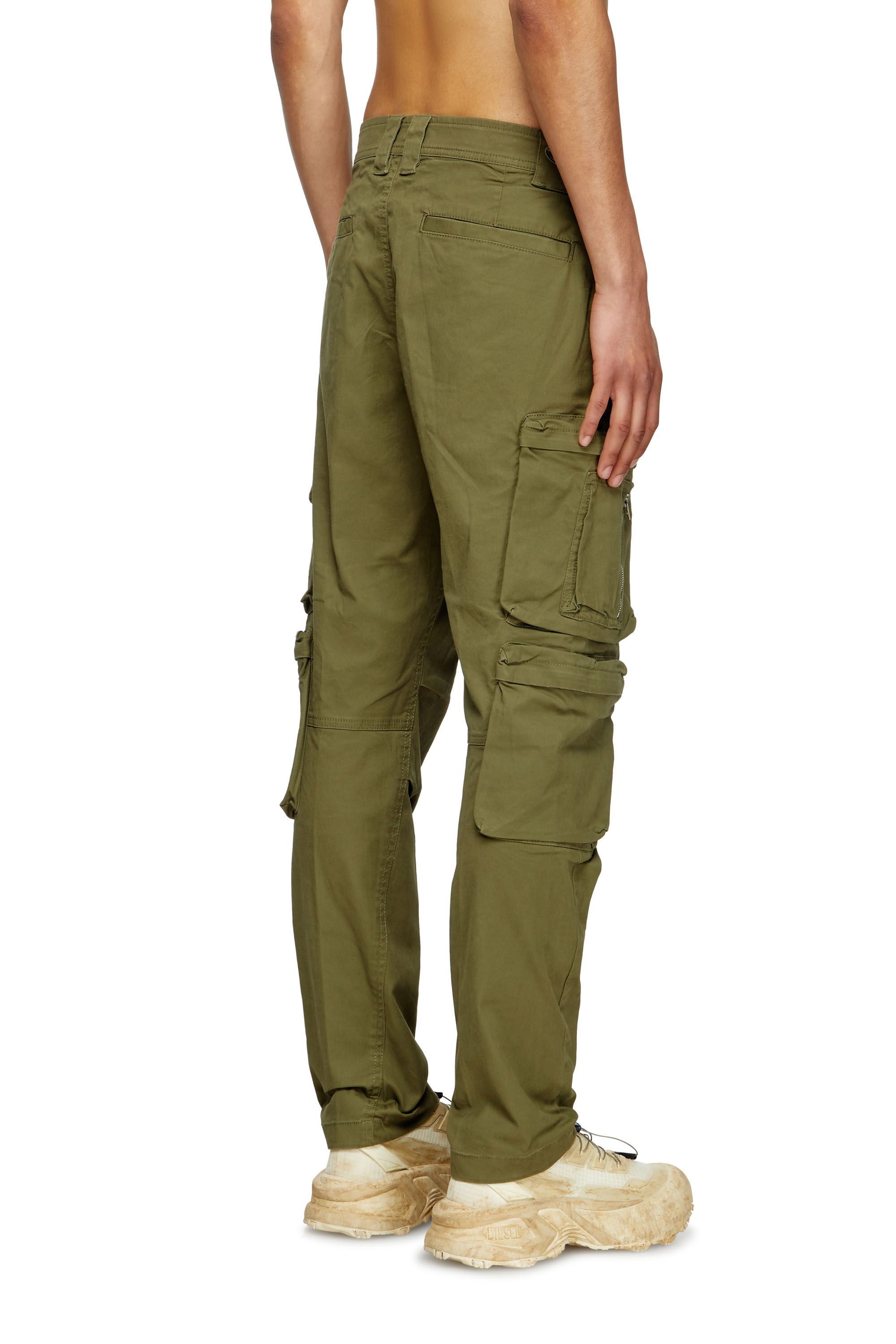 Diesel - P-ARLEM, Pantalon cargo avec poche zipp&eacute;e Homme in Vert - 4