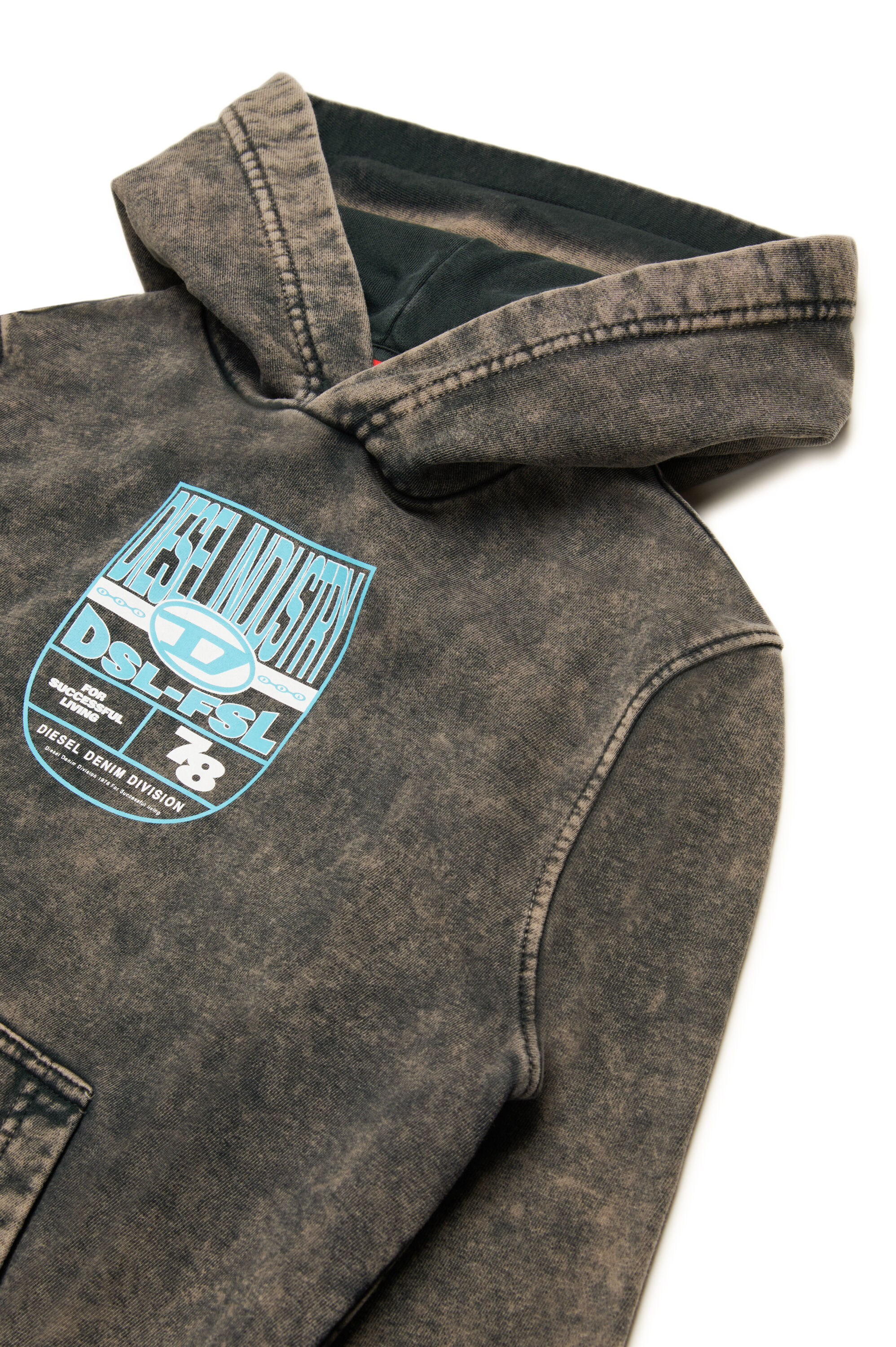 Diesel - SPRIDHOOD OVER, Sweat-shirt à capuche marbré avec logo graphique Homme in Noir - 3