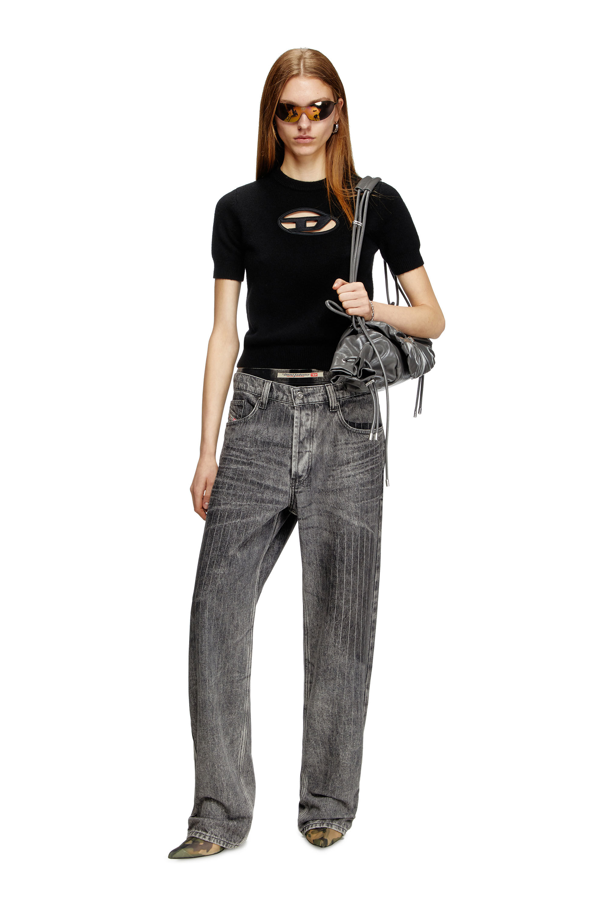 Diesel - M-ARGARIN-SS, Pull &agrave; manches courtes en m&eacute;lange de cachemire Femme in Noir - 1