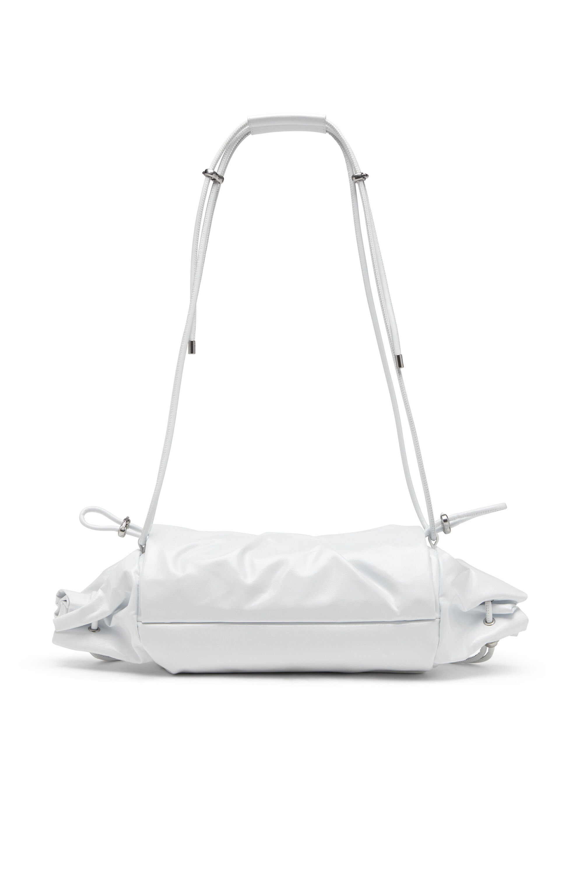 Diesel - SCRUNCH-D SHOULDER M, Scrunch-D M-Sac à bandoulière en cuir brillant Femme in Blanc - 3