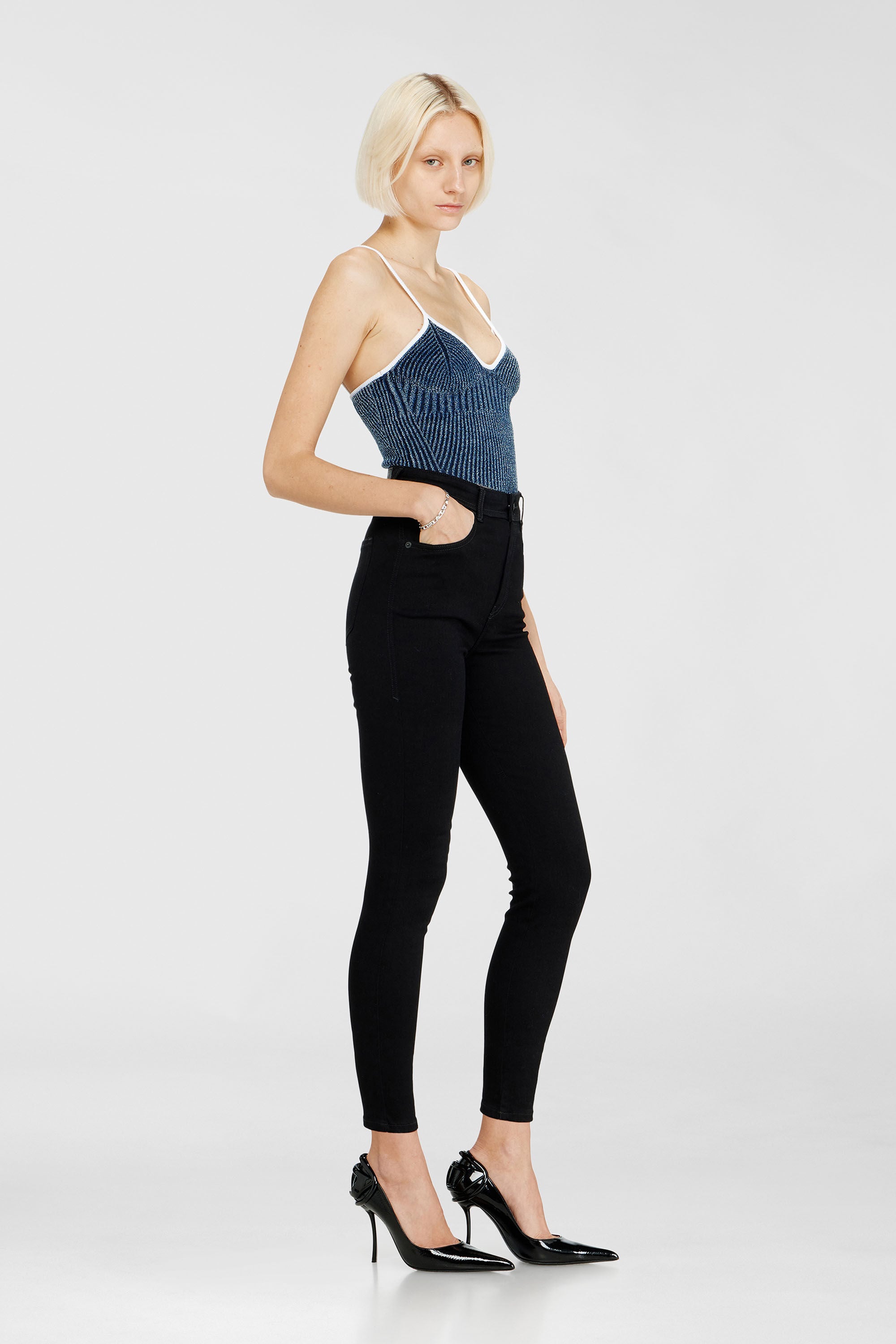 Diesel - Skinny Jeans 1984 Slandy-High 069EF Femme, Noir/Gris fonc&eacute; - Image 2