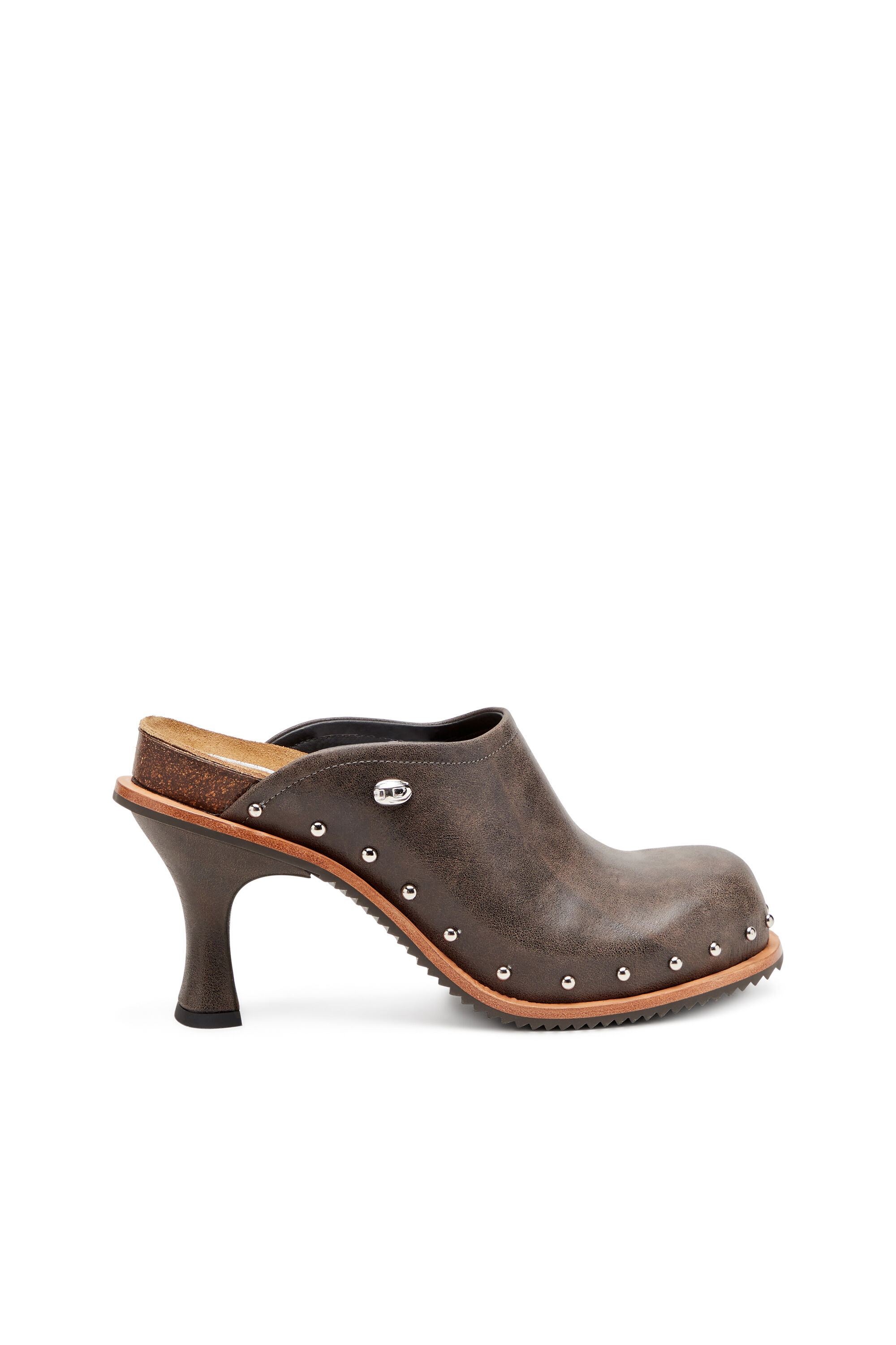 Diesel - D-WOODSTOCK ML CLOG W, D-Woodstock-Mules en cuir cloutées Femme in Marron - 1