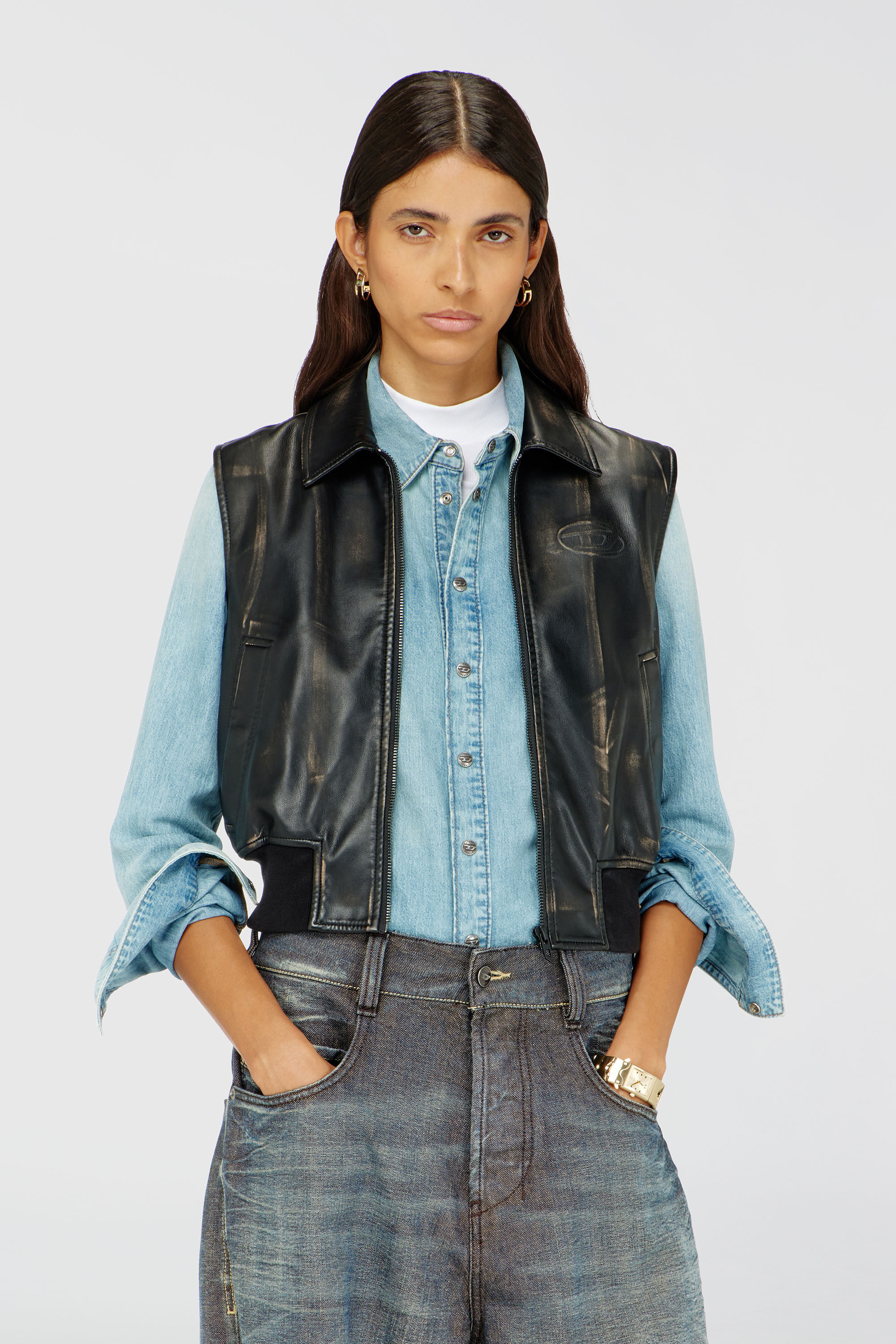 Diesel - G-INKO, Veste bomber avec effet us&eacute; Femme in Marron - 3