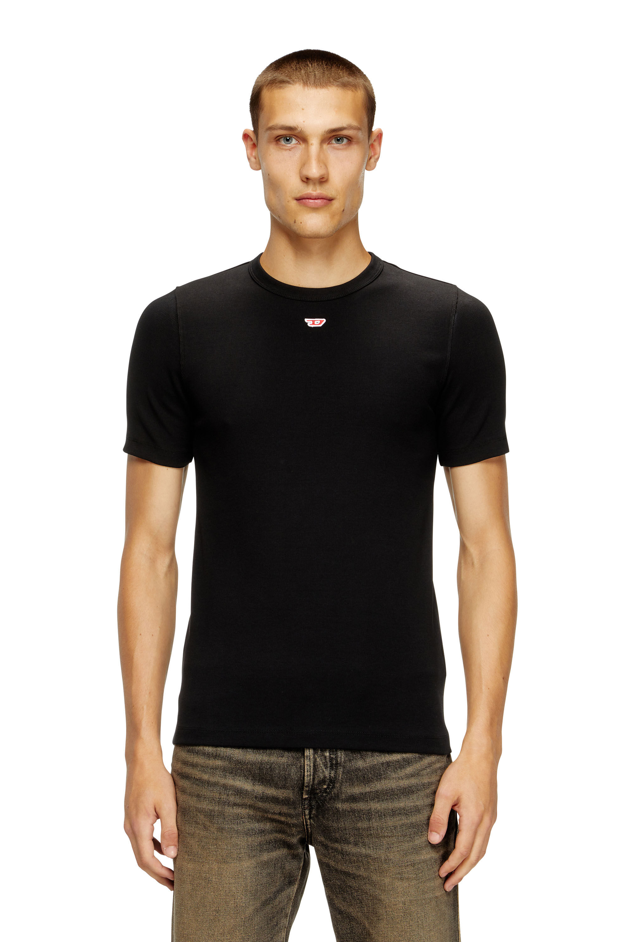 【SALE】DIESEL メンズTシャツ D-RIBBER-N オーガニックコットン Men's Long-sleeve T-shirt with D patch | White | Diesel