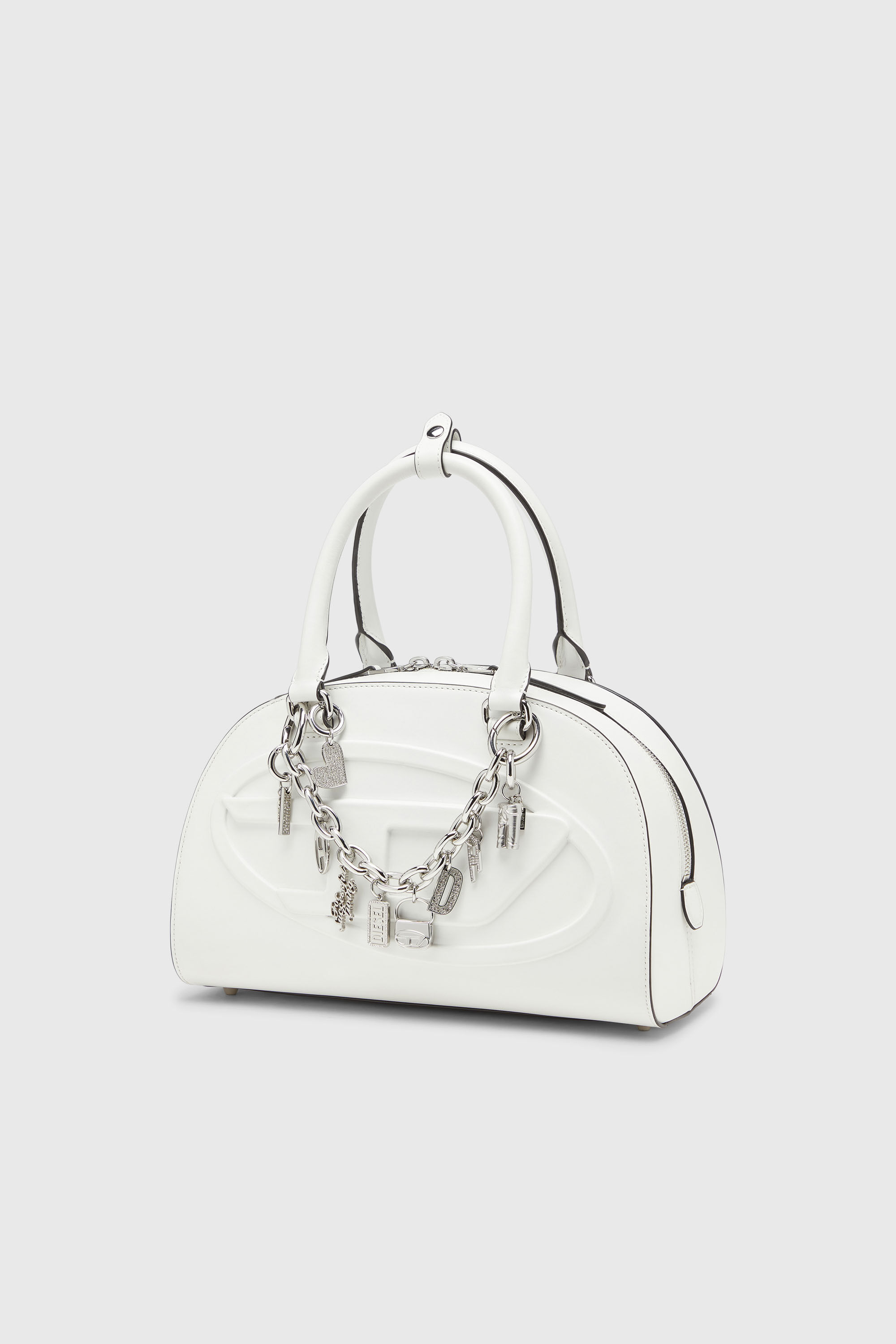 Diesel - CHARM-HEART, Breloque c&oelig;ur en m&eacute;tal avec strass Femme in Gris argent&eacute; - 3