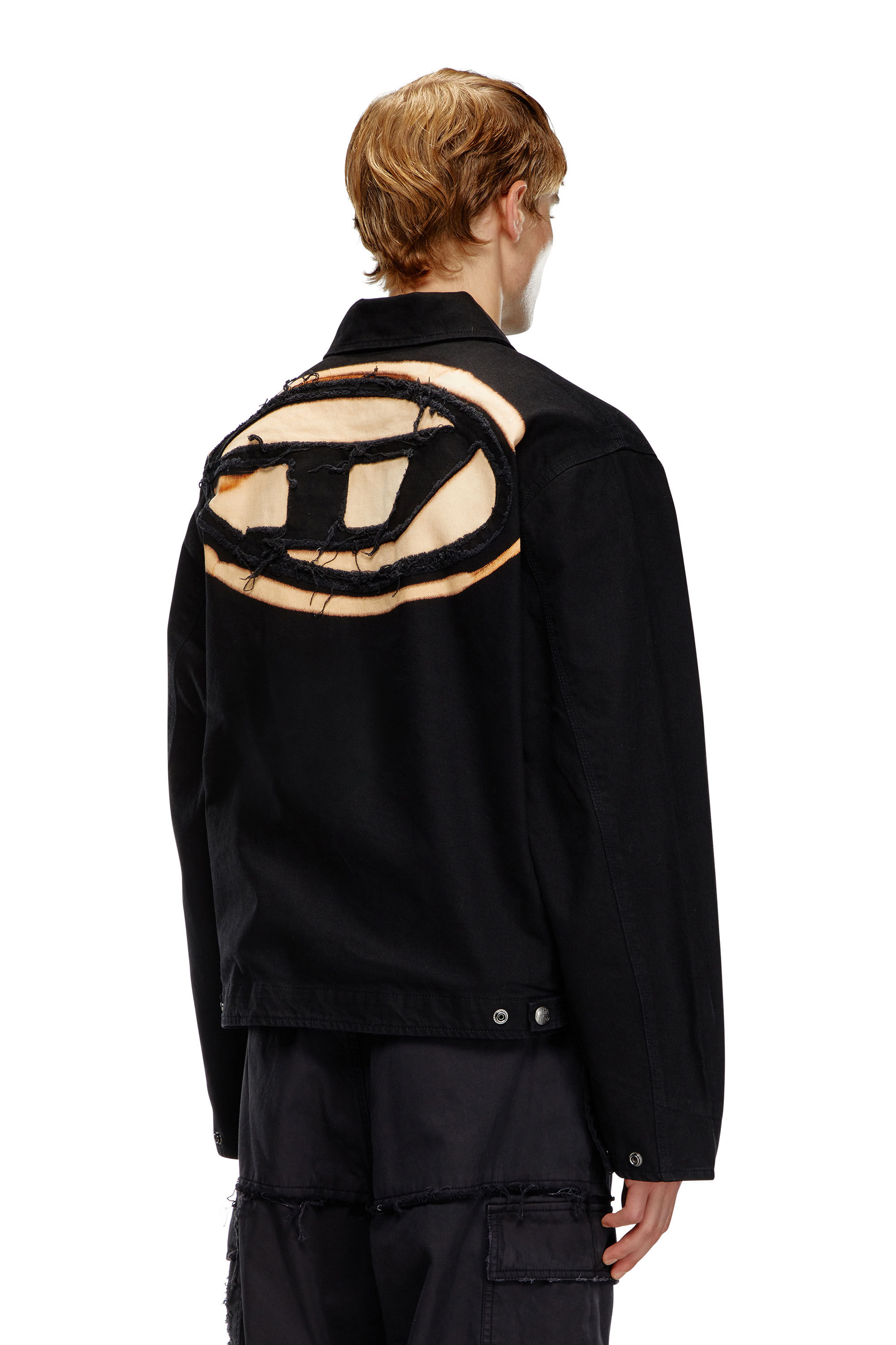 ジャケット・アウター DIESEL brave Tailored jacket wolf black Men's Denim blouson jacket with bleached logo | Black | Diesel