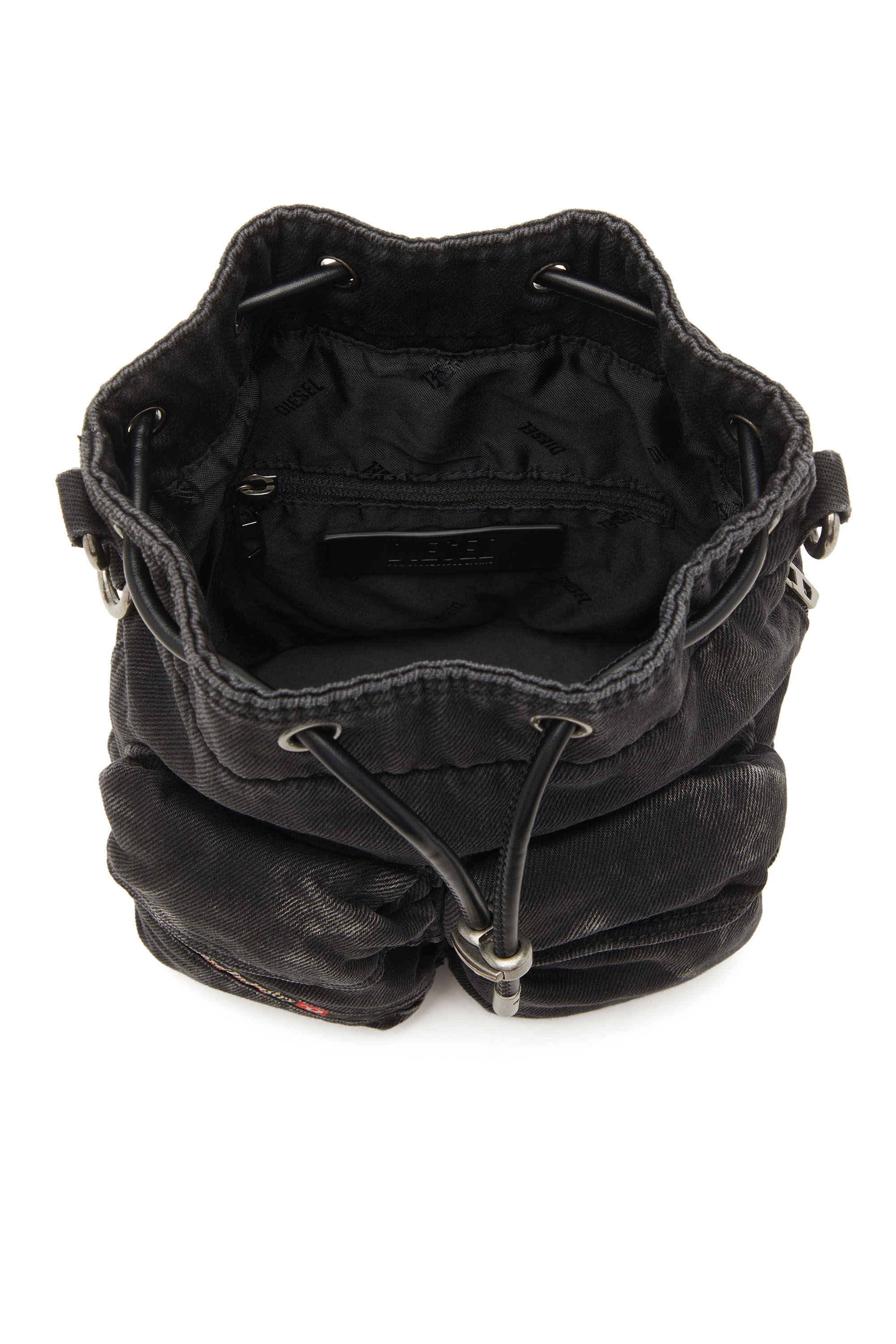 DIESEL バック Women's Multi-Pkts-Multipocket bucket bag in washed denim | Black
