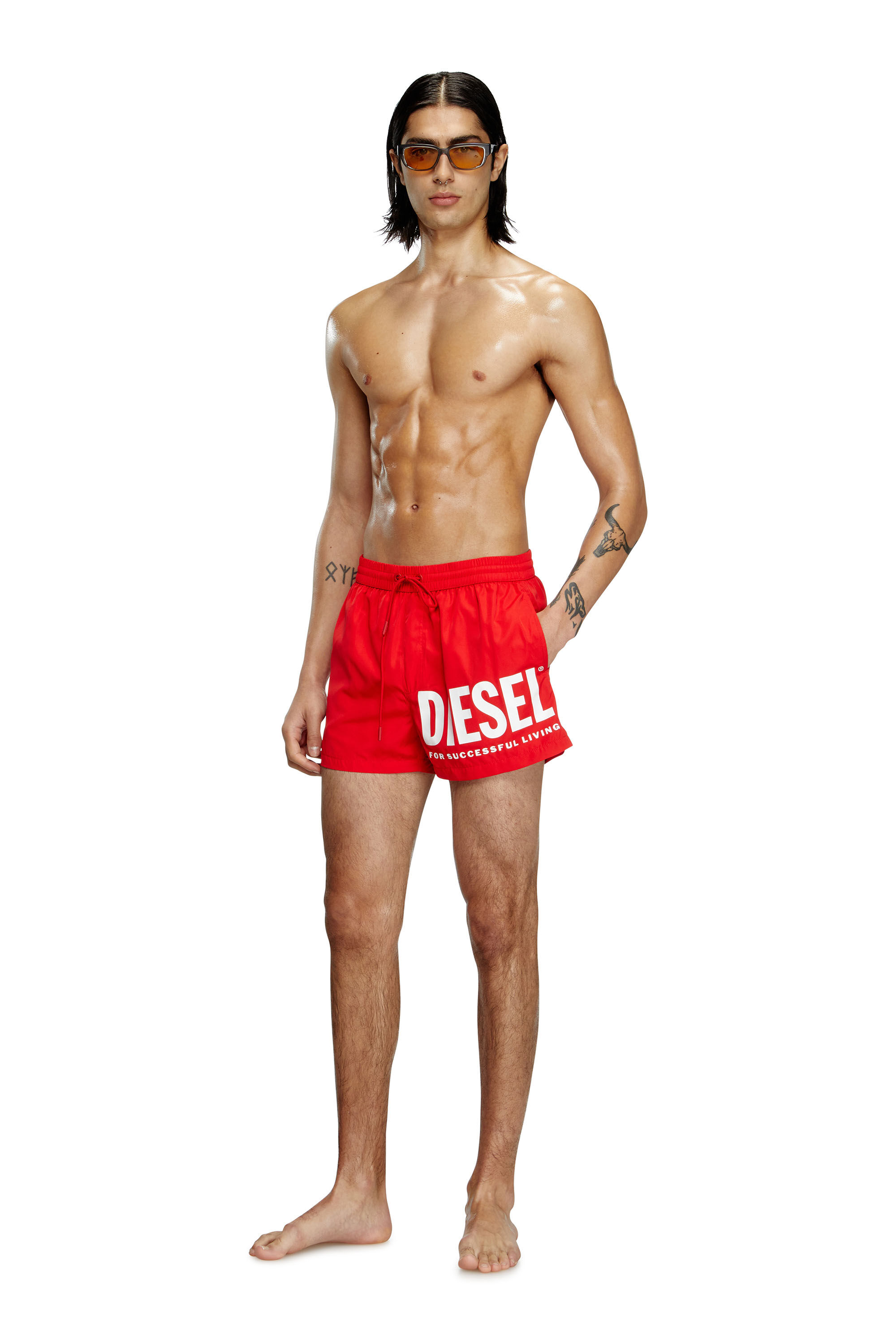 【DIESEL】Mario-34-D-Core ロゴ スイムショーツ ショートパンツ Men's Swim shorts with logo print | Black | Diesel
