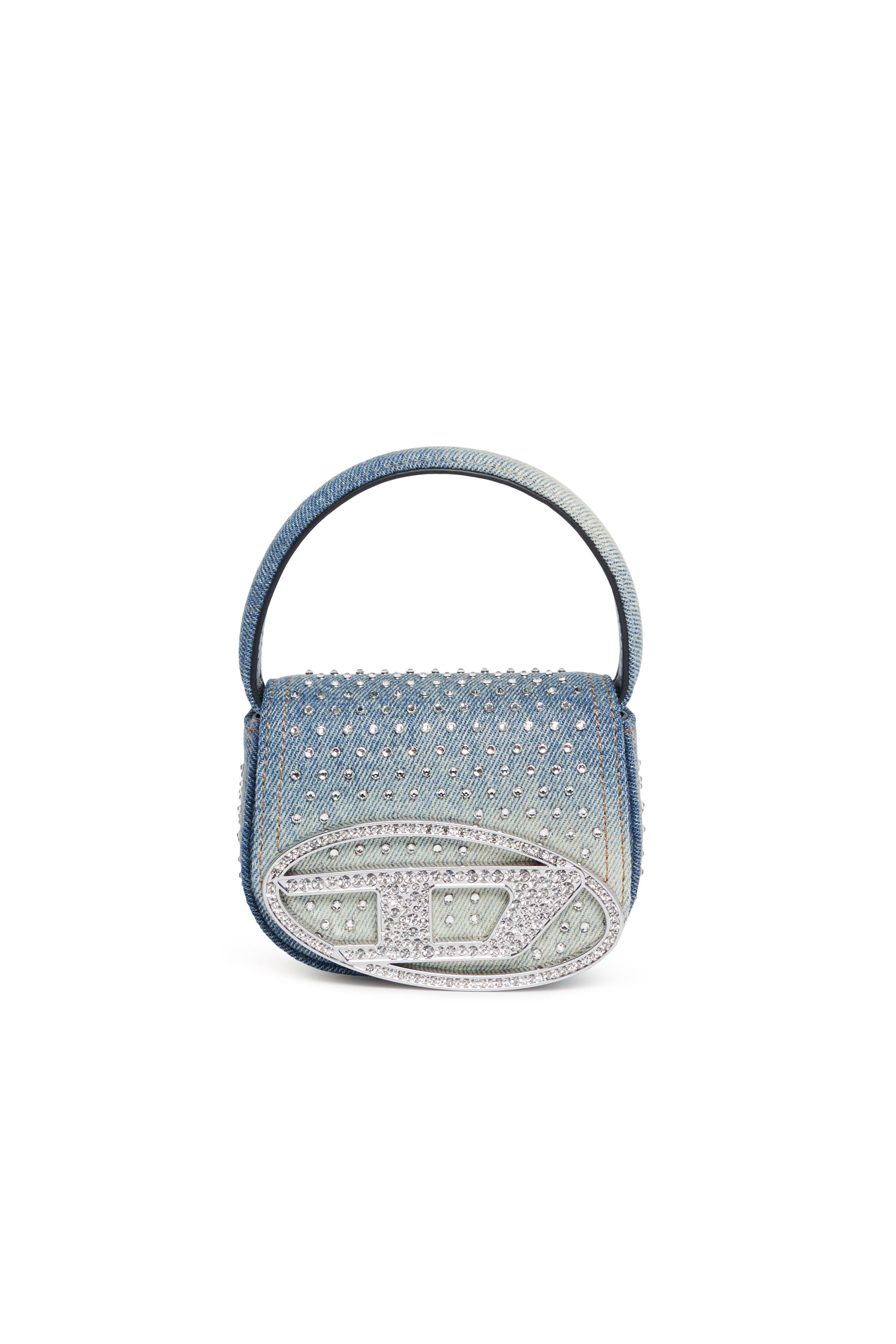 Diesel - 1DR XS, Mini sac iconique en denim et cristaux Femme in Bleu - 1