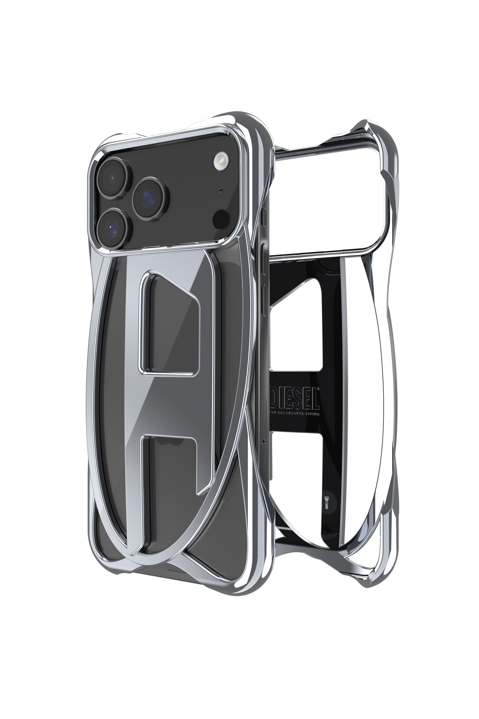 Diesel - 60446  D FRAME CASE, Étui brillant Caged D pour iPhone 17 Pro Max Mixte in Gris - 1