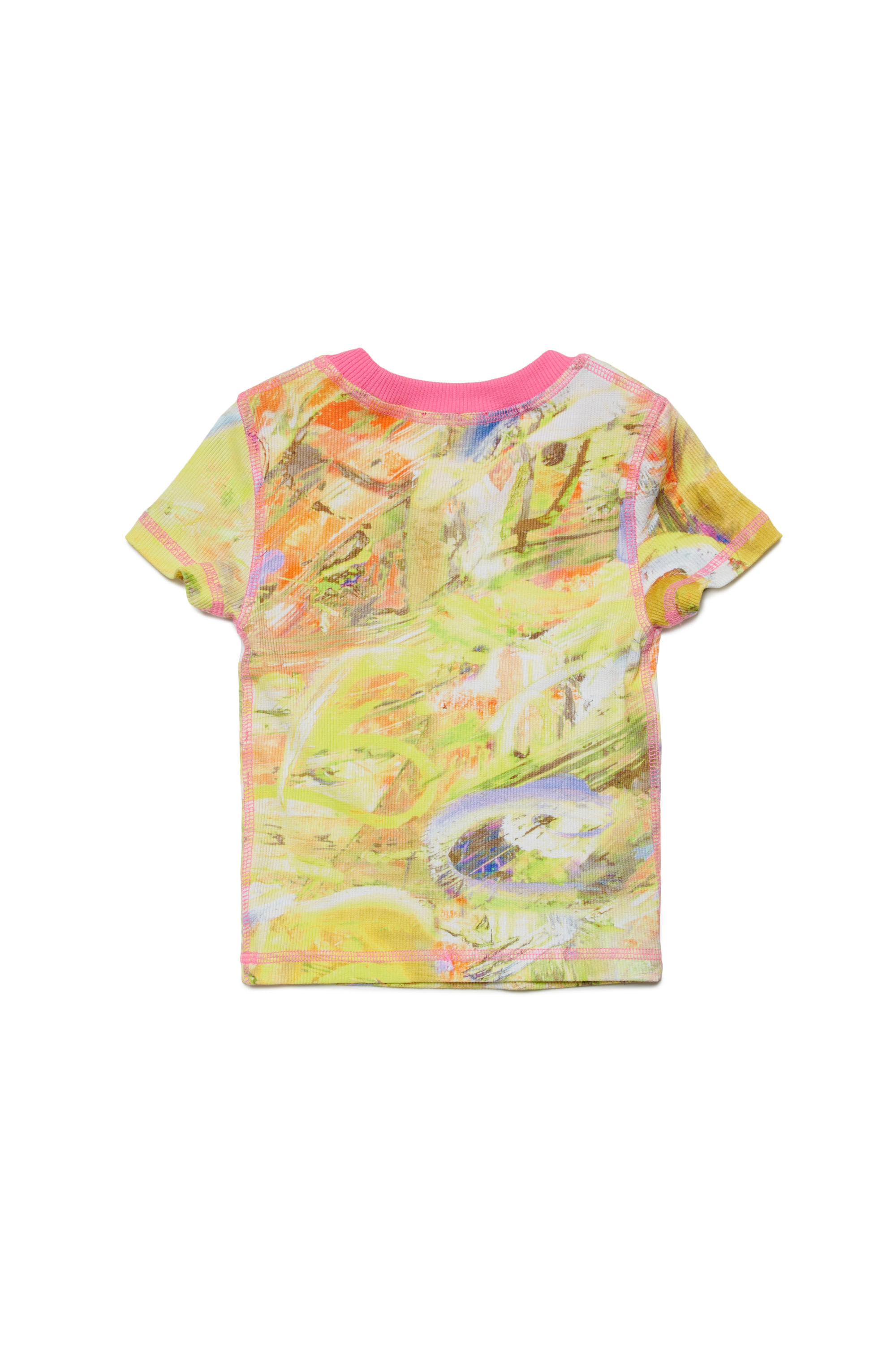 Diesel - TISKI, Femme T-shirt côtelé avec imprimé abstrait in Jaune - Image 2