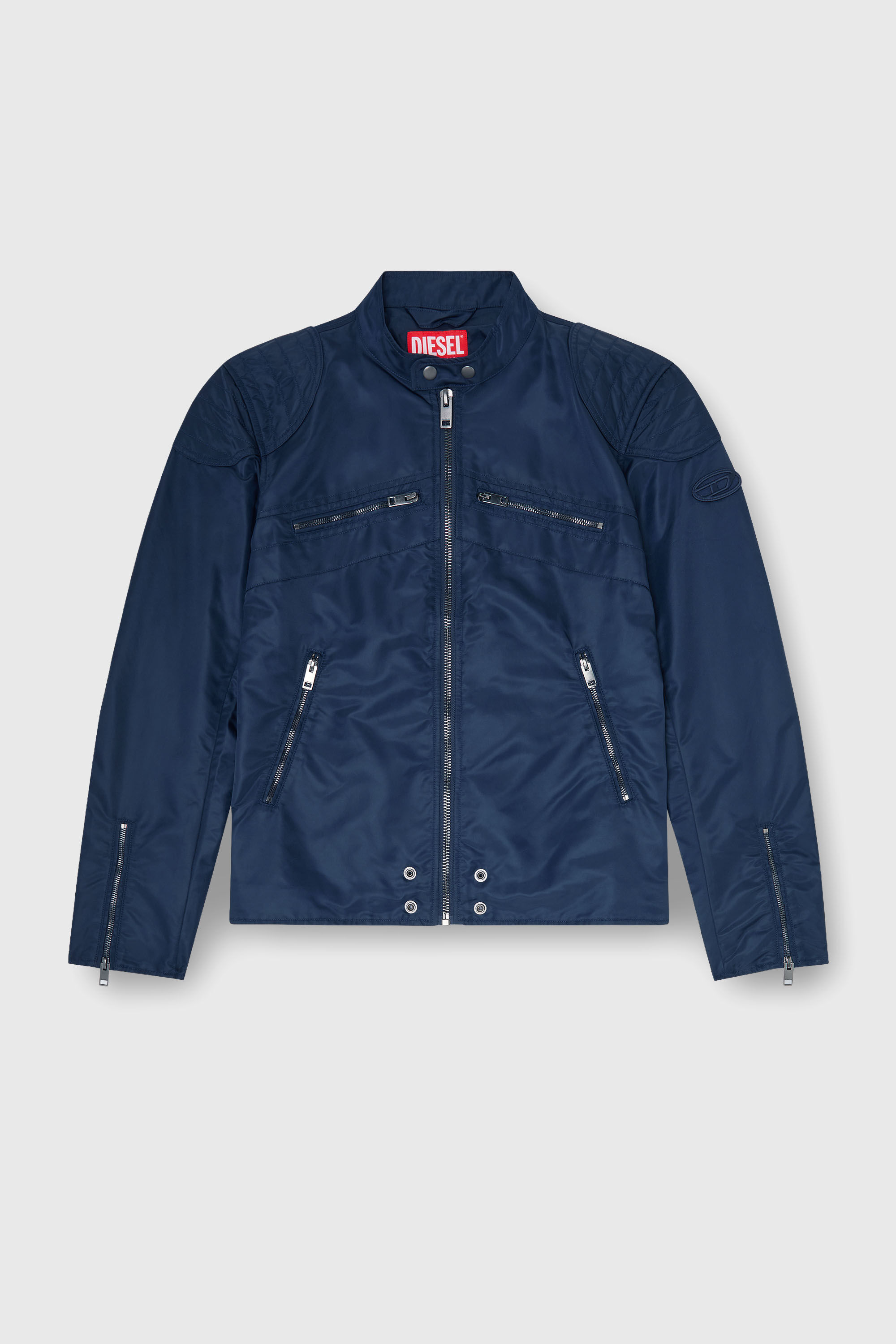 Diesel - J-GLORY-T92, Veste en nylon avec &eacute;paules matelass&eacute;es et poches zipp&eacute;es Homme in Bleu - 2