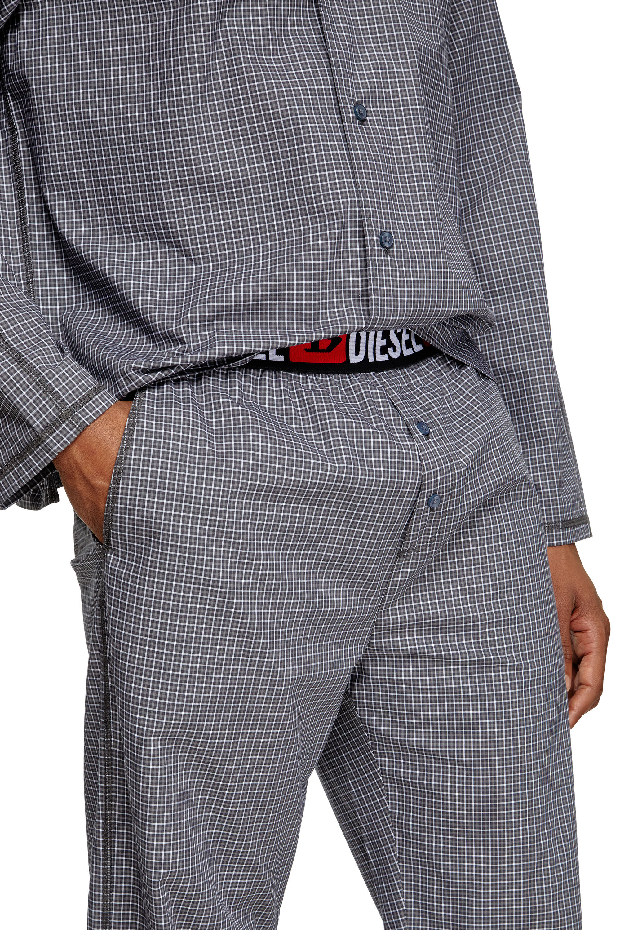 Diesel - SET-PAUL-D-CORE, Pyjama en coton à carreaux Homme in Gris - 4