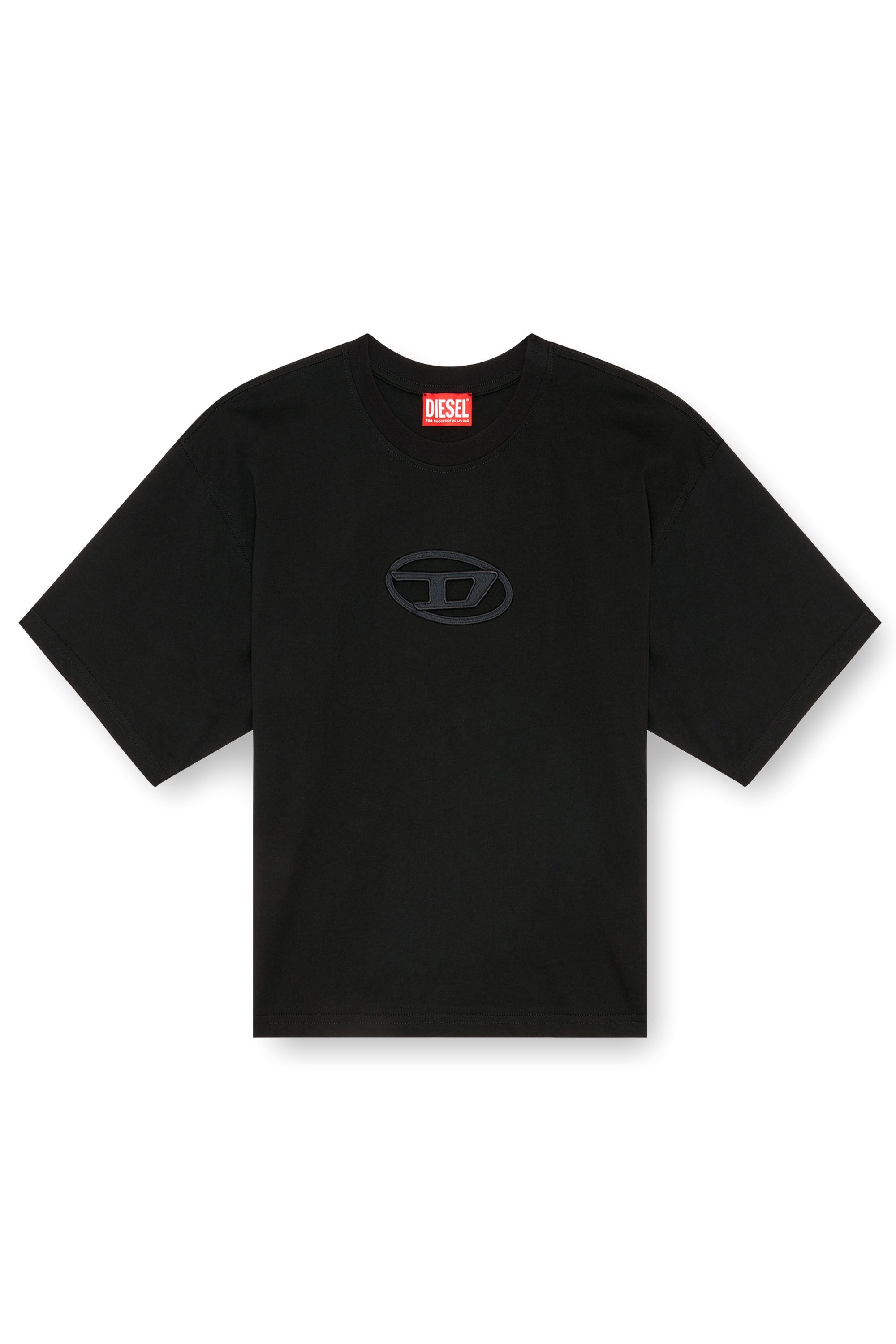 Women's Boxy T-shirt with cut-out Oval D logo | Black | Diesel