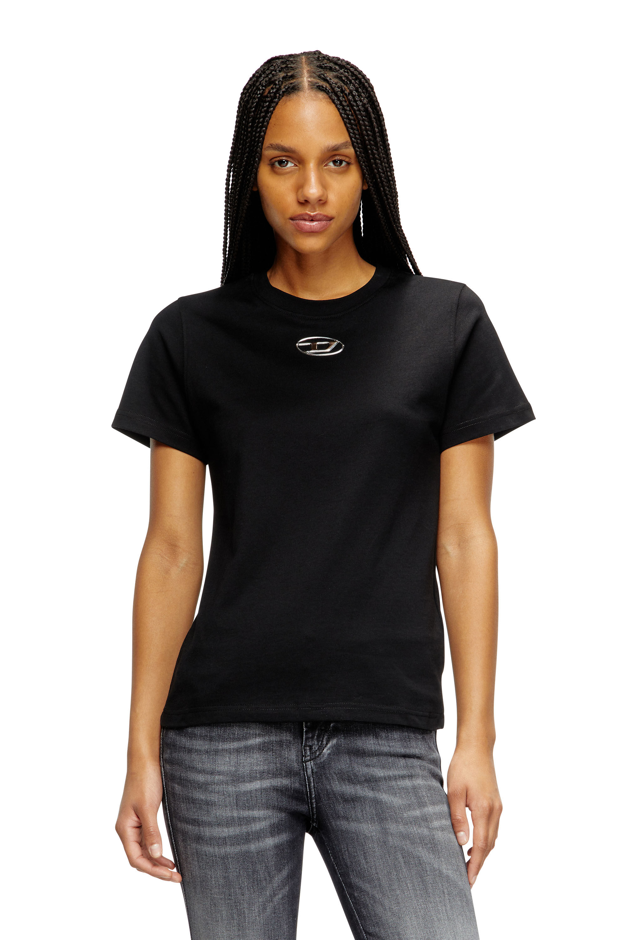 Diesel - T-REGS-OD-Q1, T-shirt regular fit avec Oval D Femme in Noir - 3