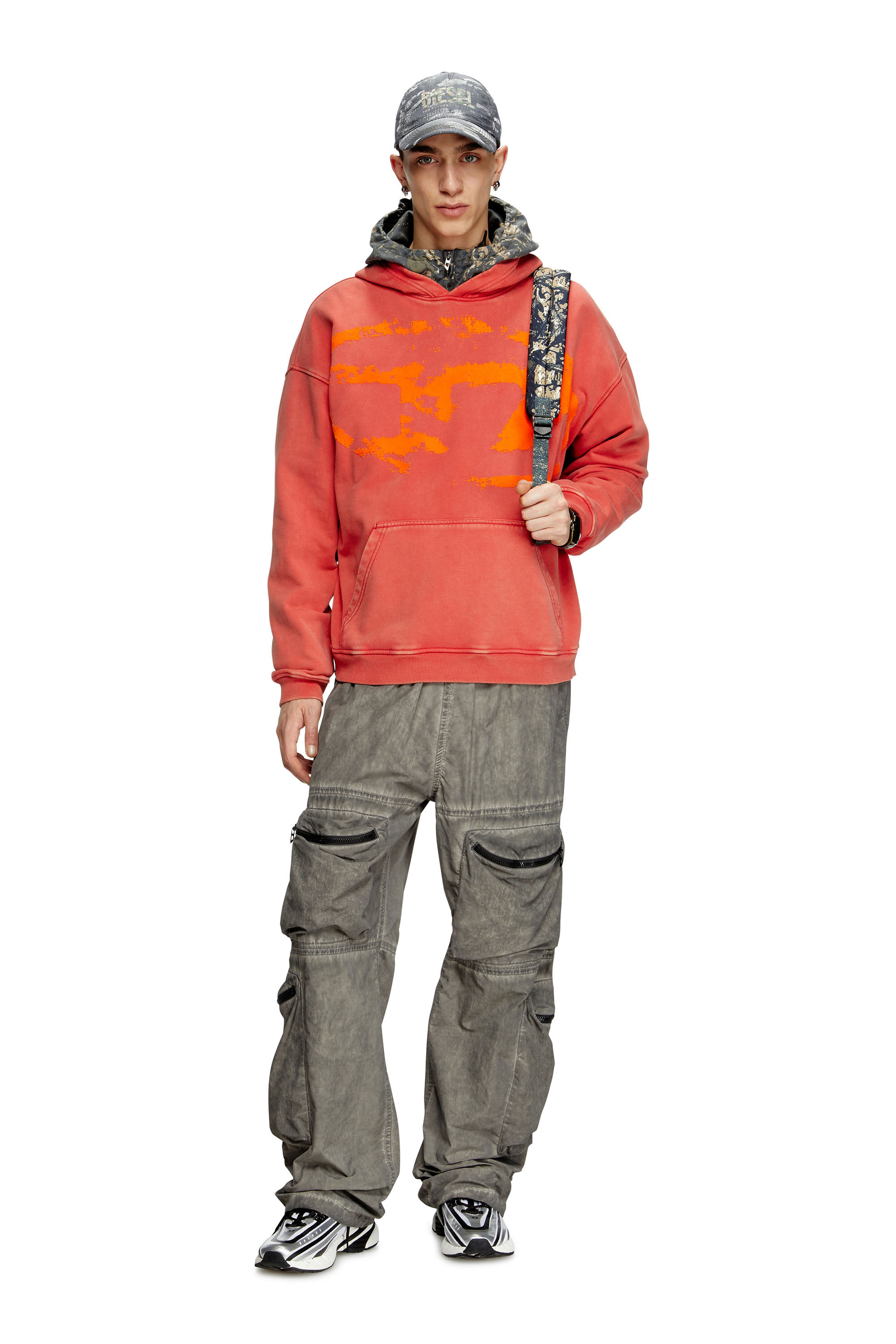 Diesel - S-BOXT-HOOD-R10, Sweat-shirt à capuche avec logo Oval D floqué Homme in Rouge - 1