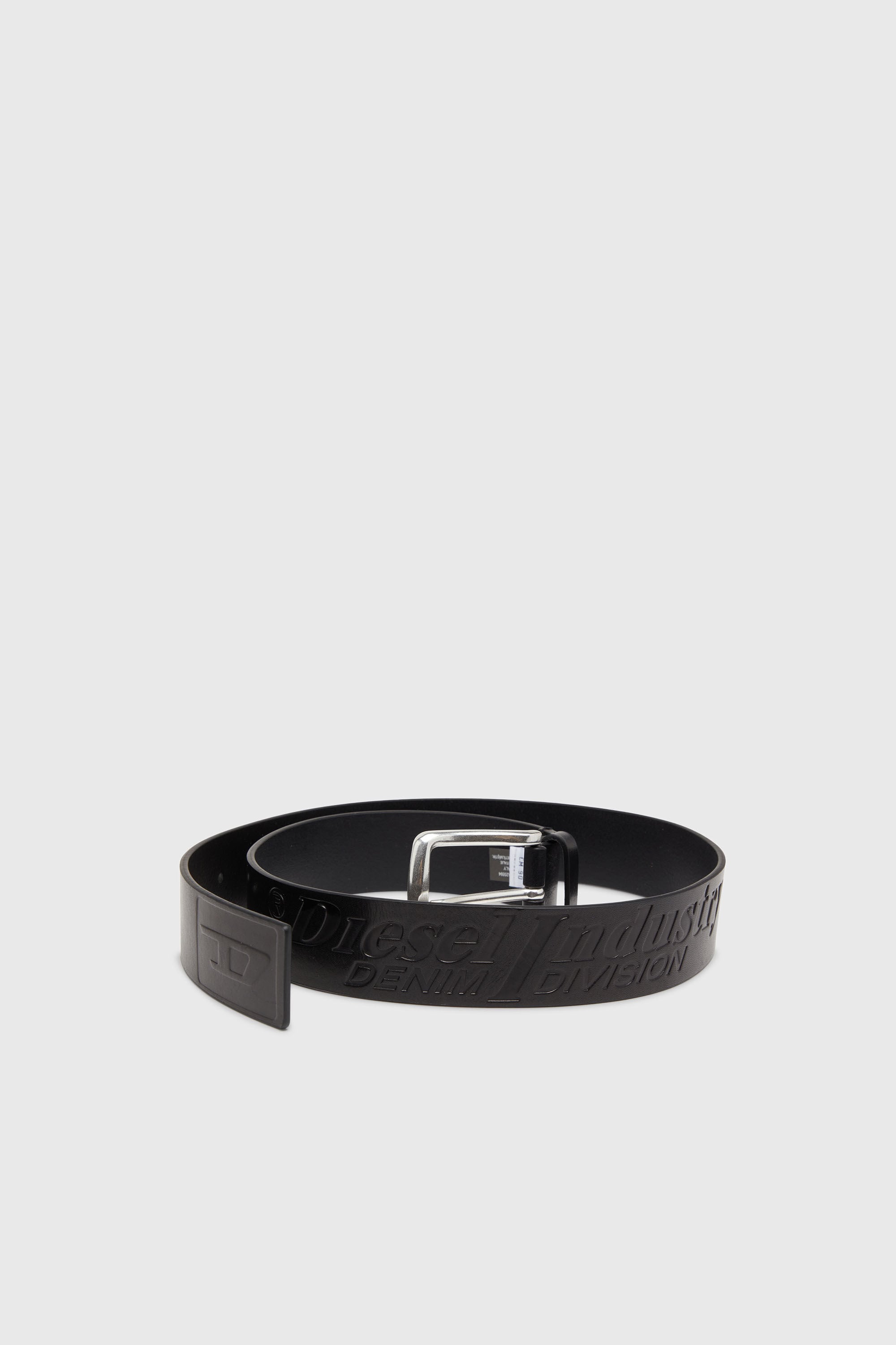 Diesel - B-FLAG-D EMBOSSED, Ceinture 4 cm en cuir avec logo grav&eacute; Homme in Noir - 3