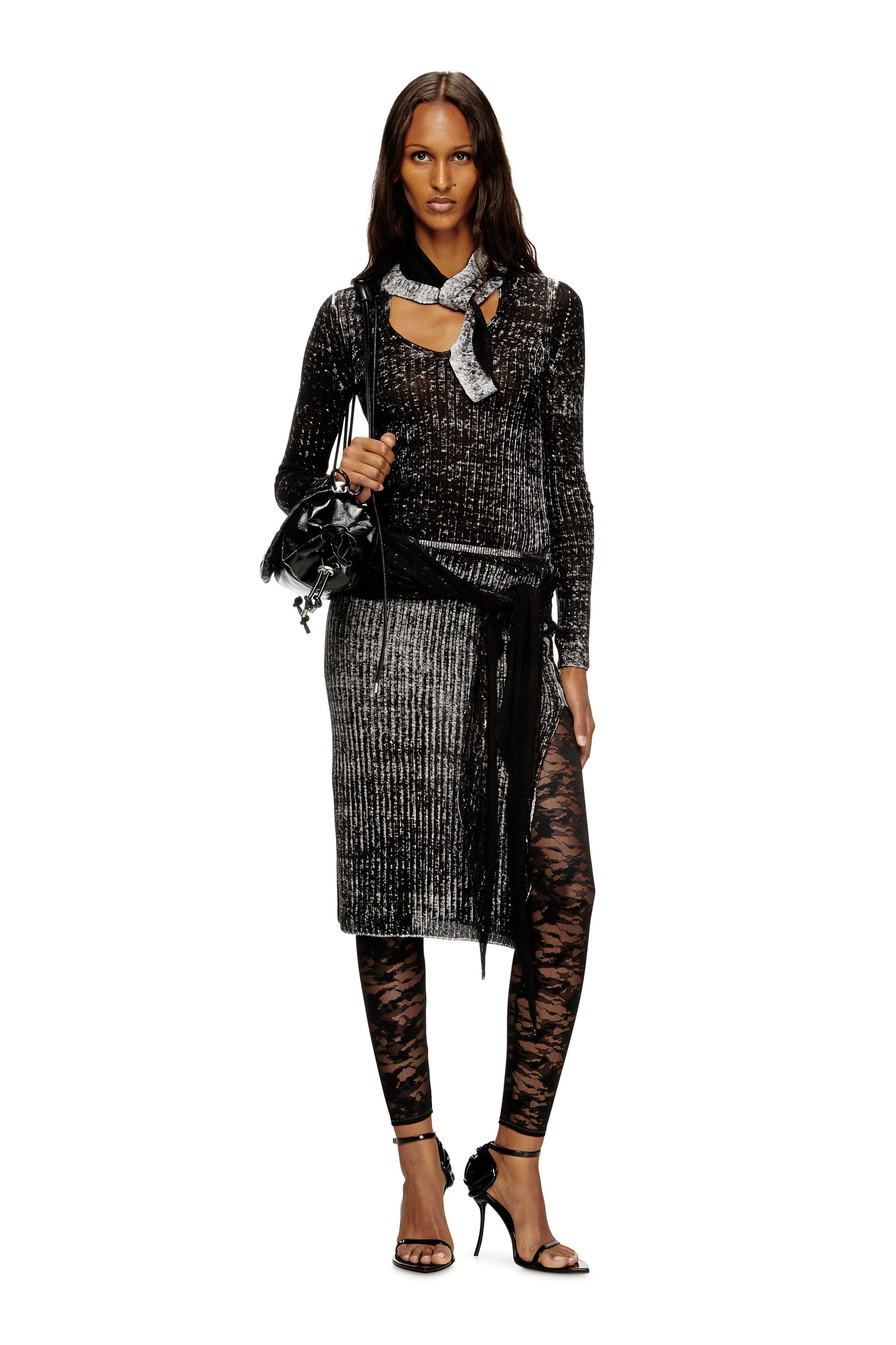 Diesel - CLAIRE-UTLT, Legging en dentelle camouflage Femme in Noir - 5