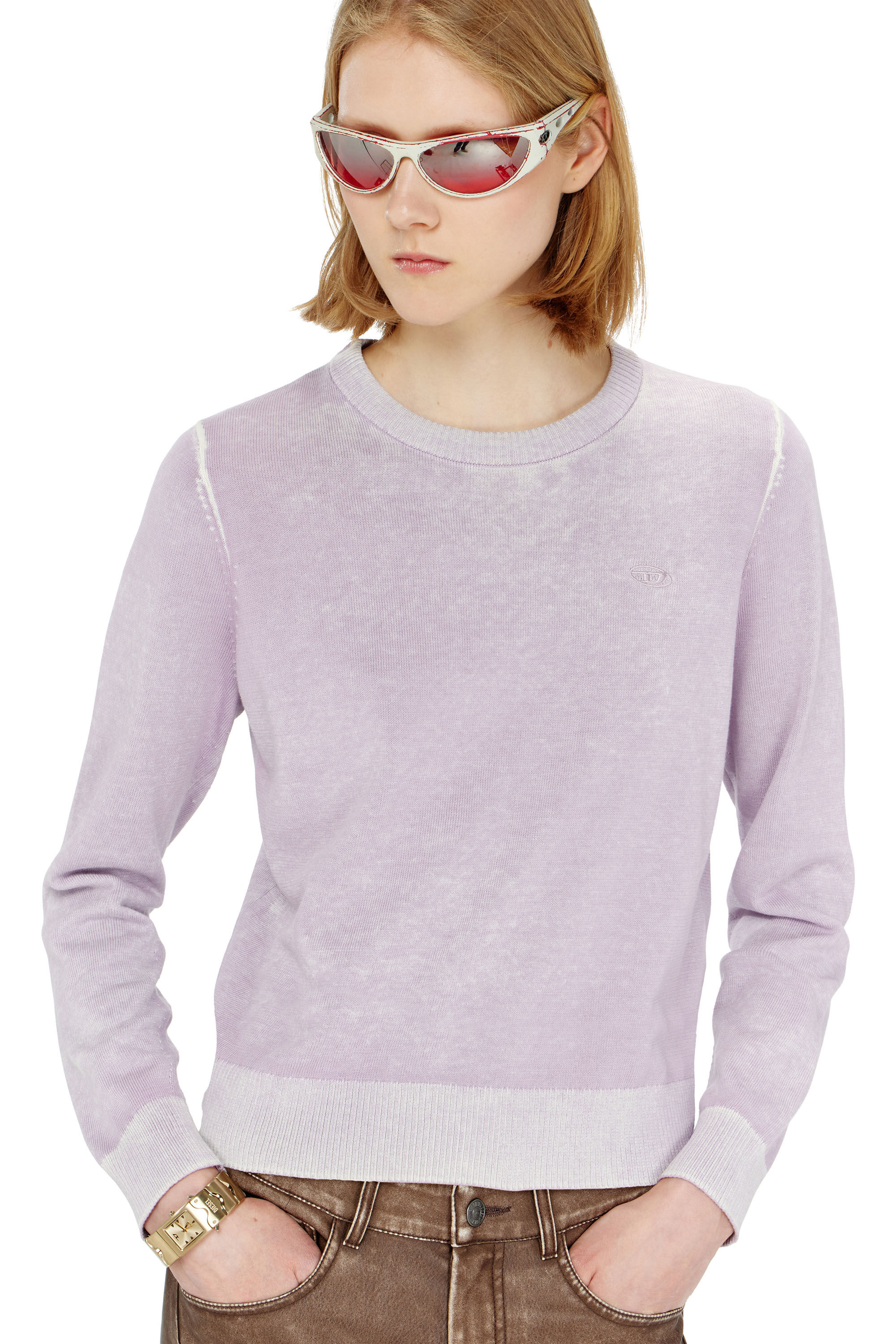 Diesel - M-LOVRE, Pull avec impression invers&eacute;e d&eacute;lav&eacute;e Femme in ToBeDefined - 5