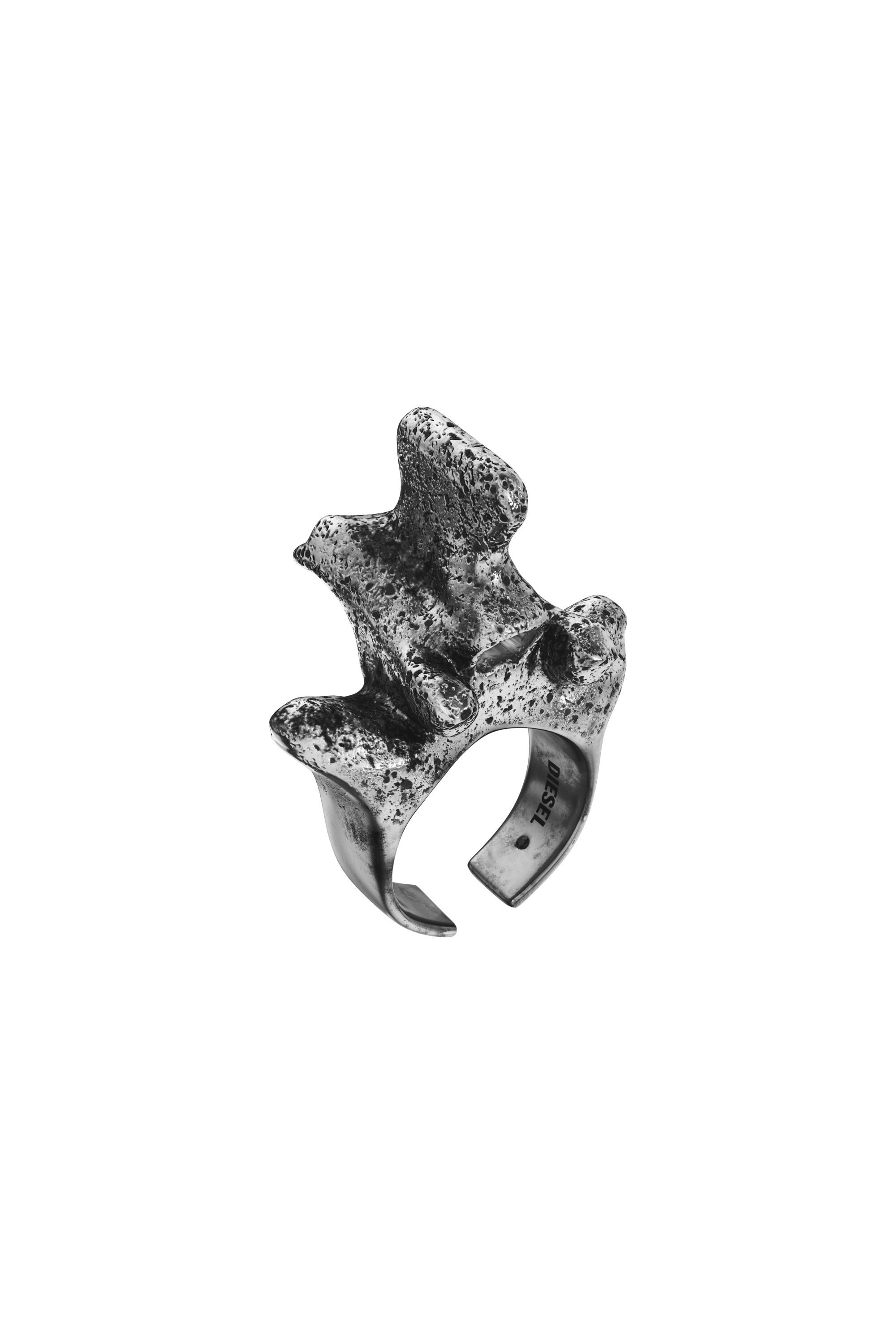 Diesel - DX1708040 JEWELLERY, Bague en m&eacute;tal argent&eacute; avec anneau central Mixte in Gris - 1