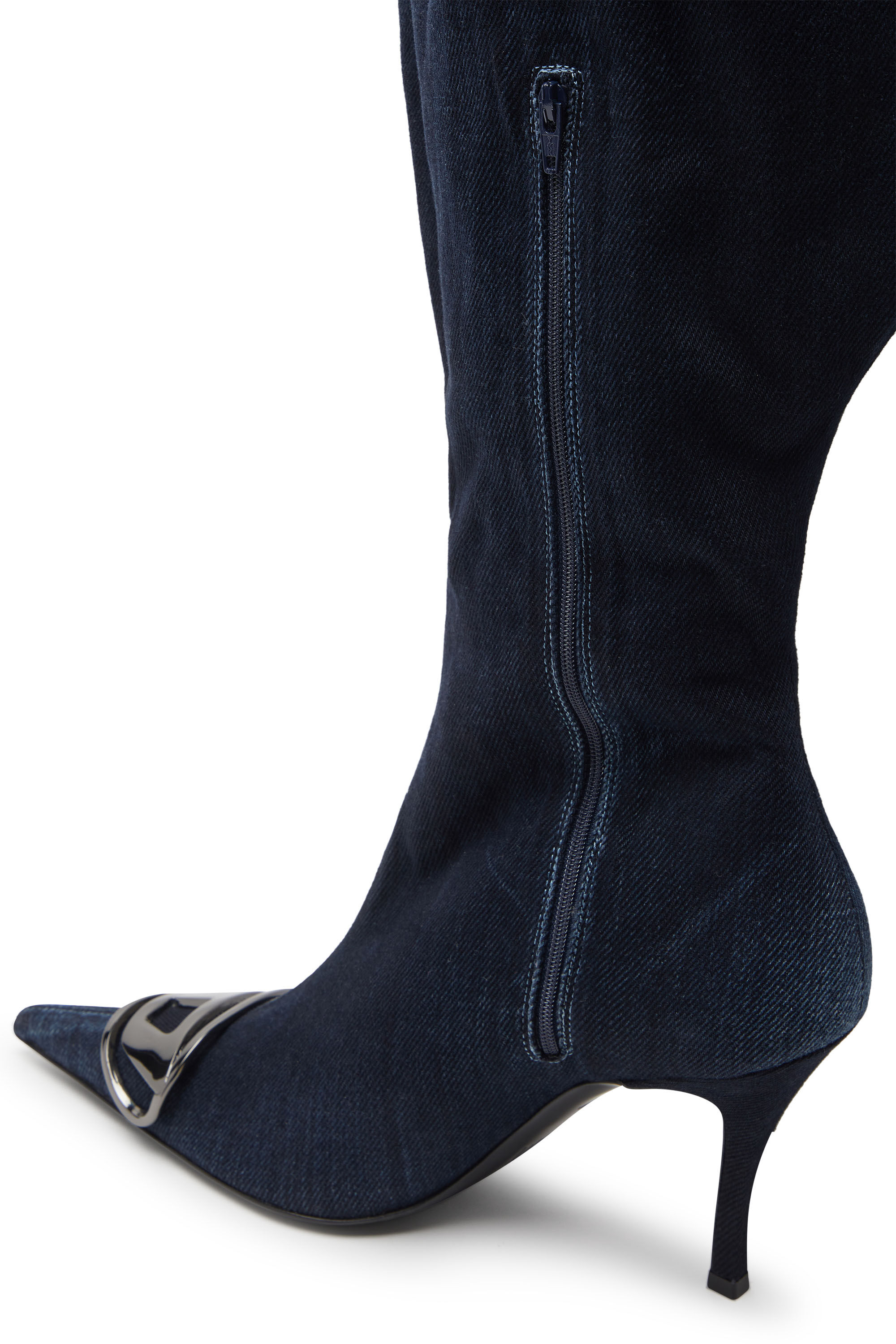 Diesel - D-VENUS KB LARGE, Bottes montantes en denim hauteur genou avec tige large Femme in Bleu - 5