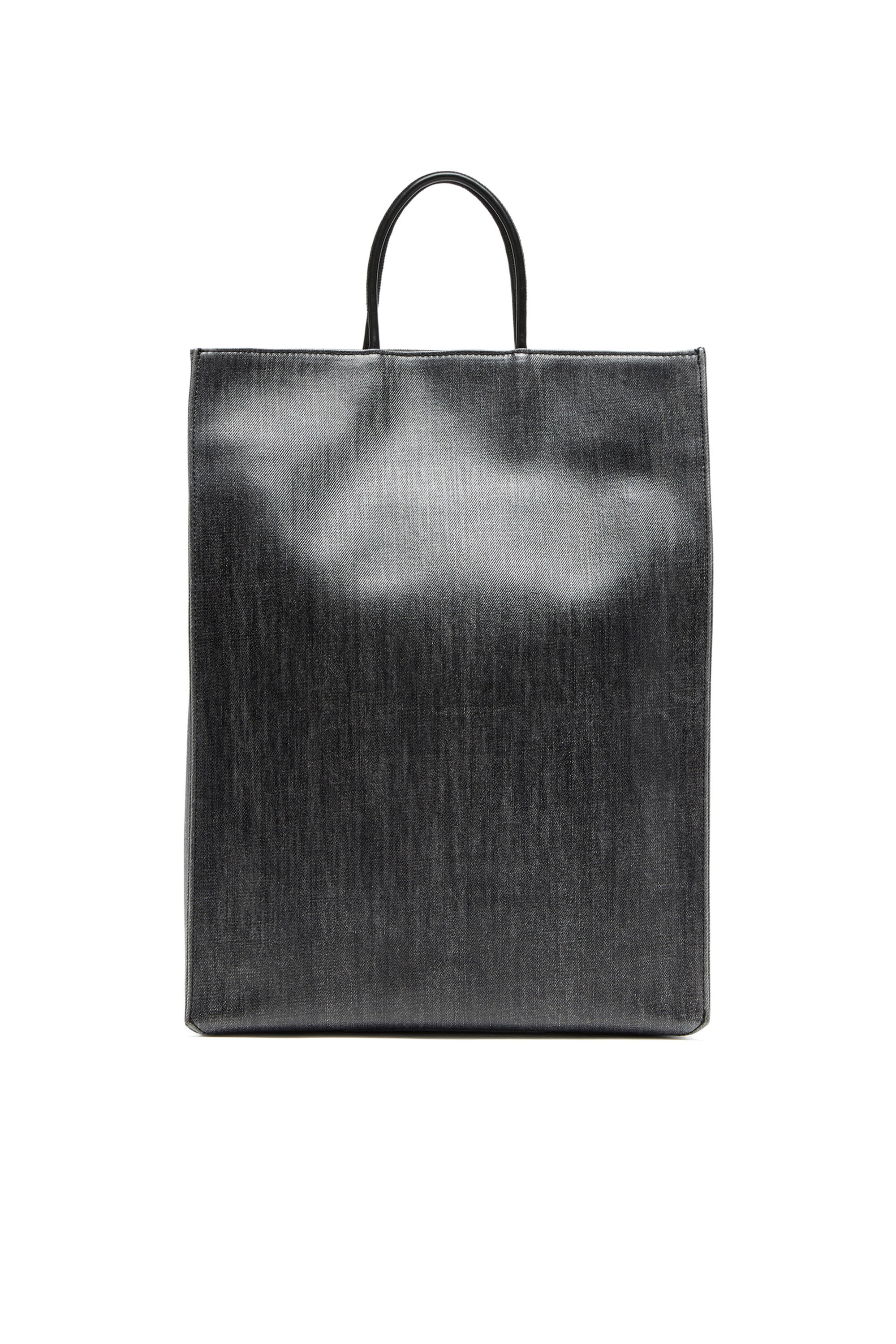 Men's Dsl 3D L-Large tote bag in coated solarised denim | Black | Diesel