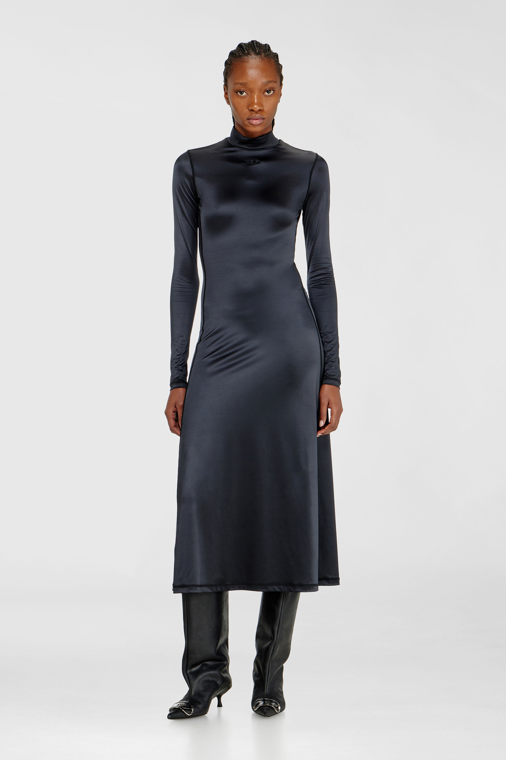 Diesel - D-UNGO, Robe midi fluide &agrave; col montant Femme in Noir - 3