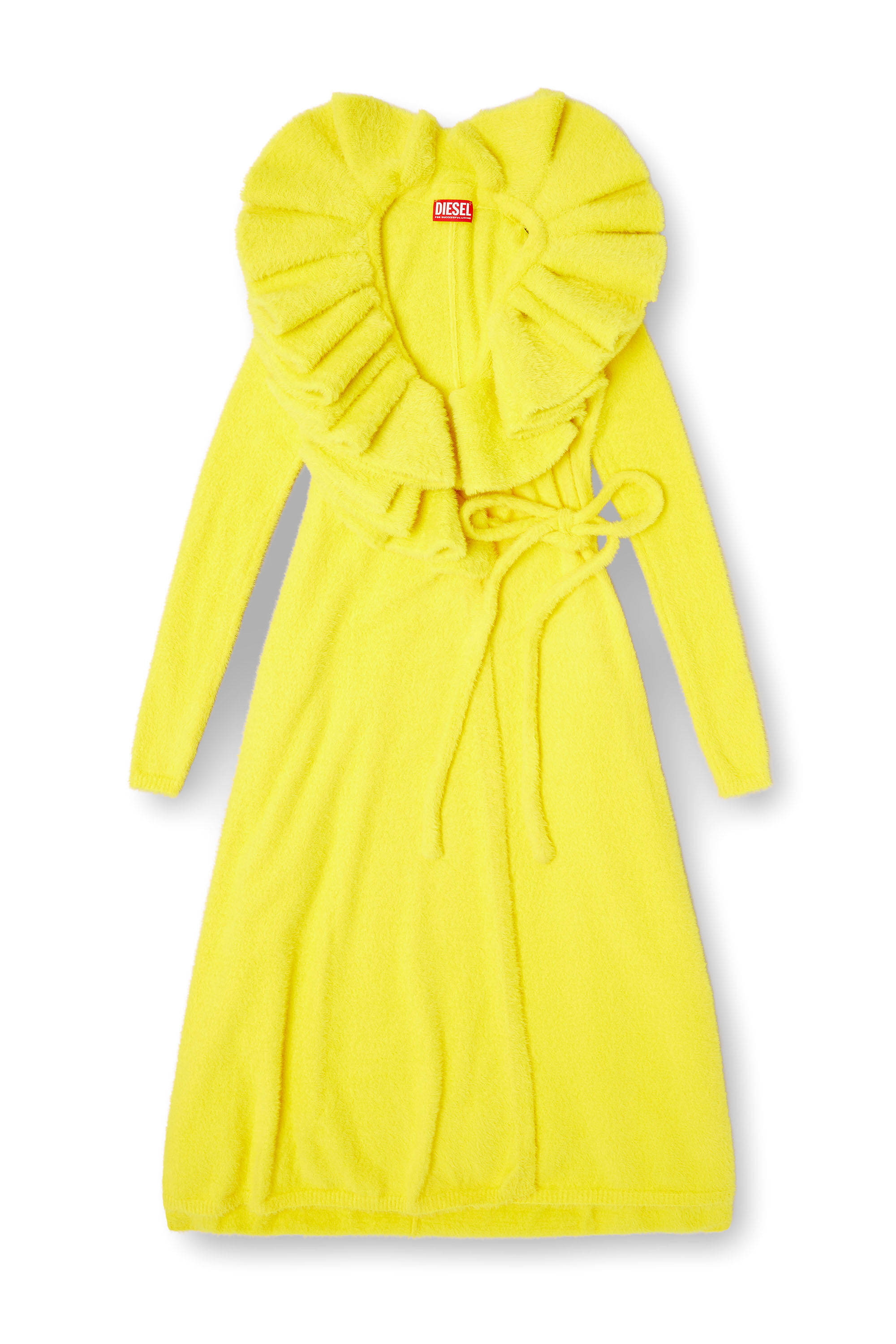 Diesel - M-INGELINA, Robe midi duveteuse et encolure ondulée Femme in Jaune - 2