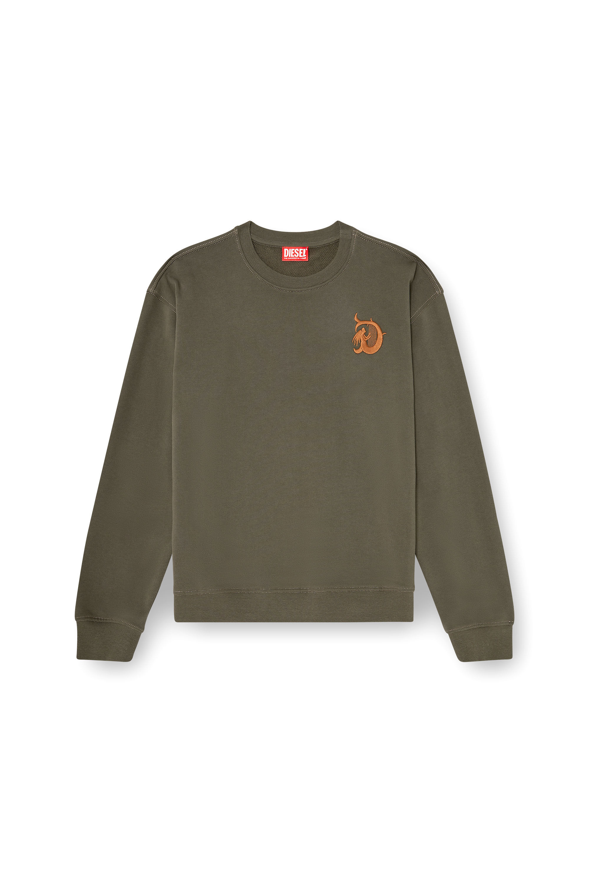 Diesel - S-NORM-AA4, Sweat-shirt avec broderie et imprim&eacute; flock Homme in Vert - 2