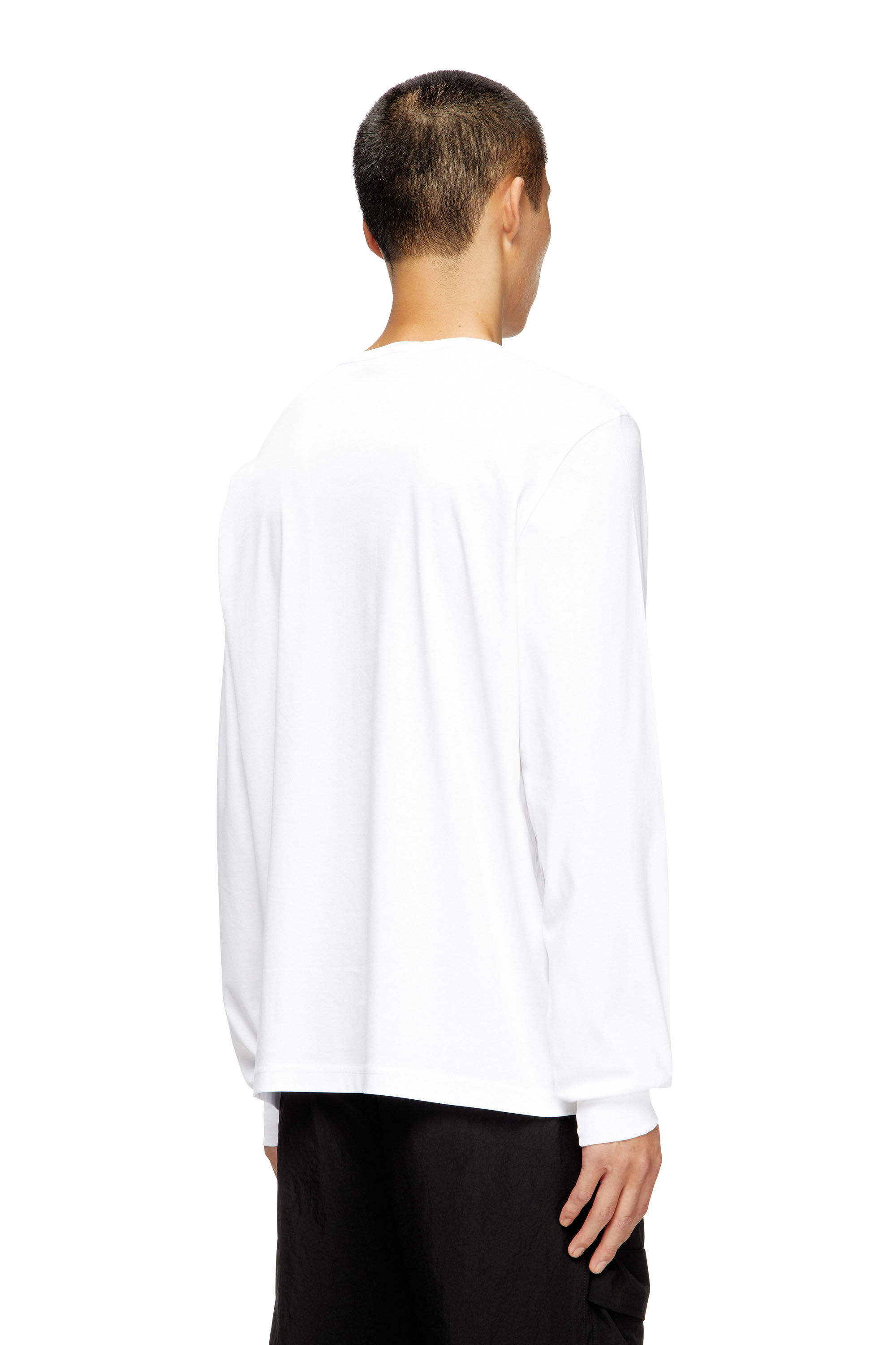 Diesel - T-MADJUST-LS-T1, T-shirt en coton à manches longues Homme in Blanc - 4