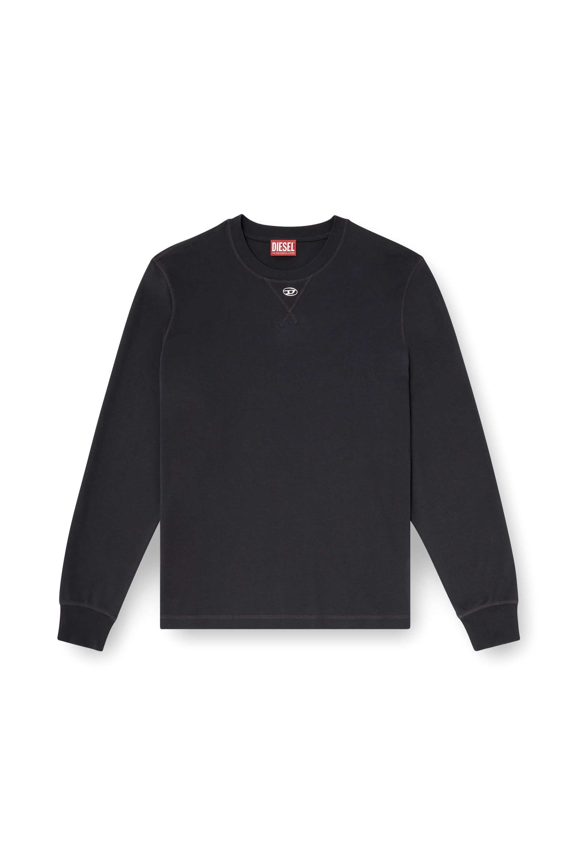 Diesel - T-MADJUST-LS-TR, T-shirt à manches longues en coton avec Oval D Homme in Gris - 2