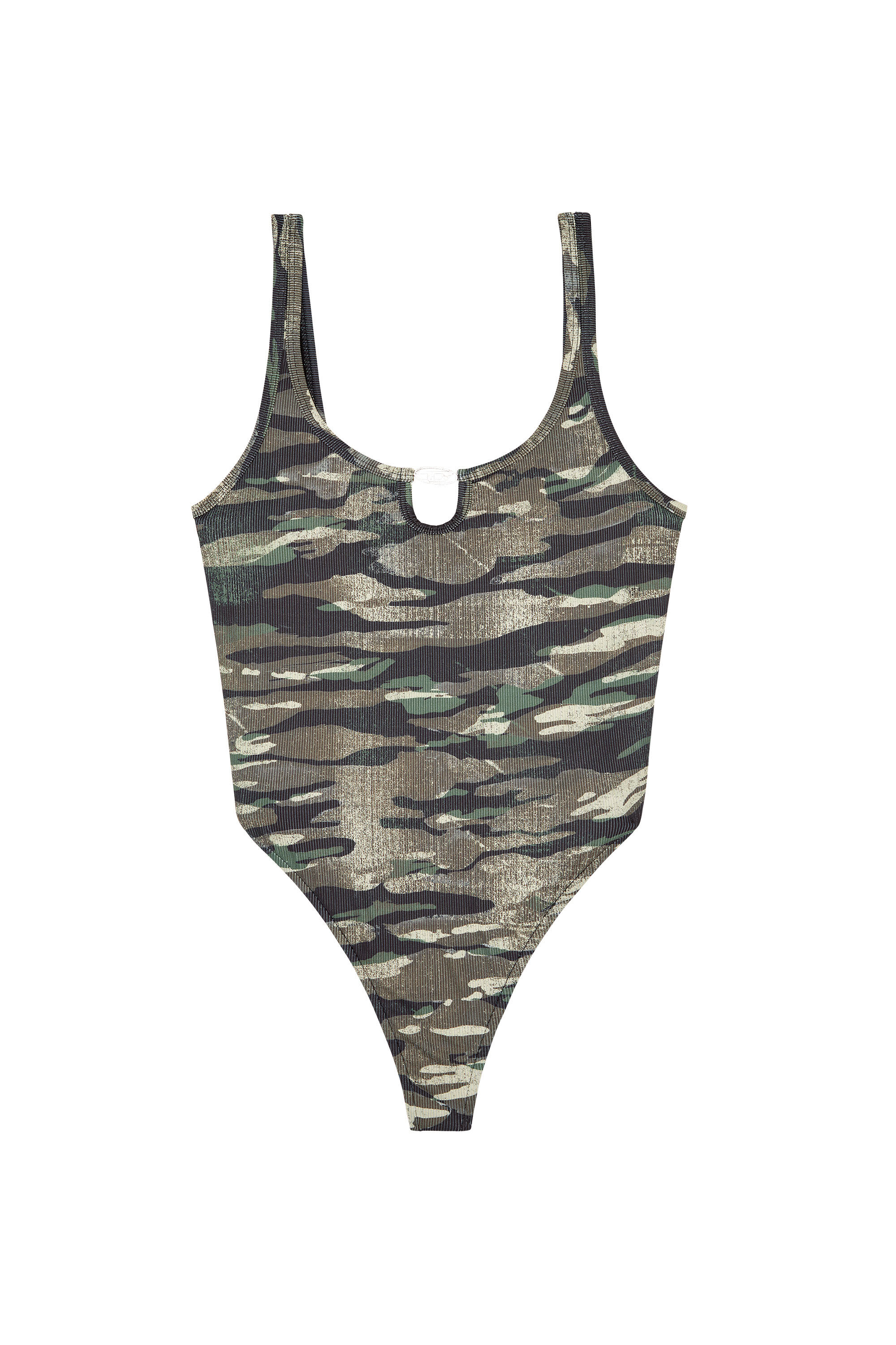 Diesel - BFSW-UT-BODY, Femme Maillot de bain côtelé avec imprimé camouflage in Vert - Image 4