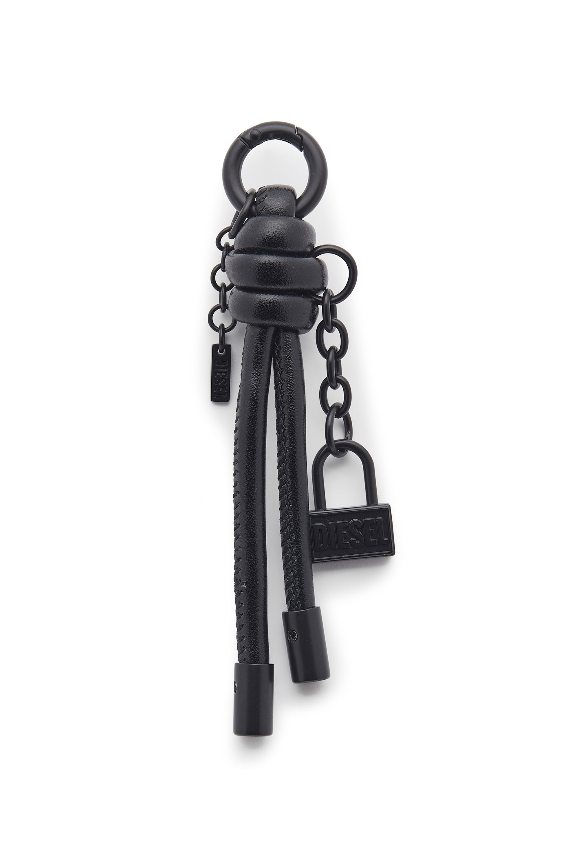Diesel - CHARM-LOCK II, Porte-cl&eacute;s/pendentif en m&eacute;tal avec d&eacute;tail cadenas Diesel Homme in Noir - 1