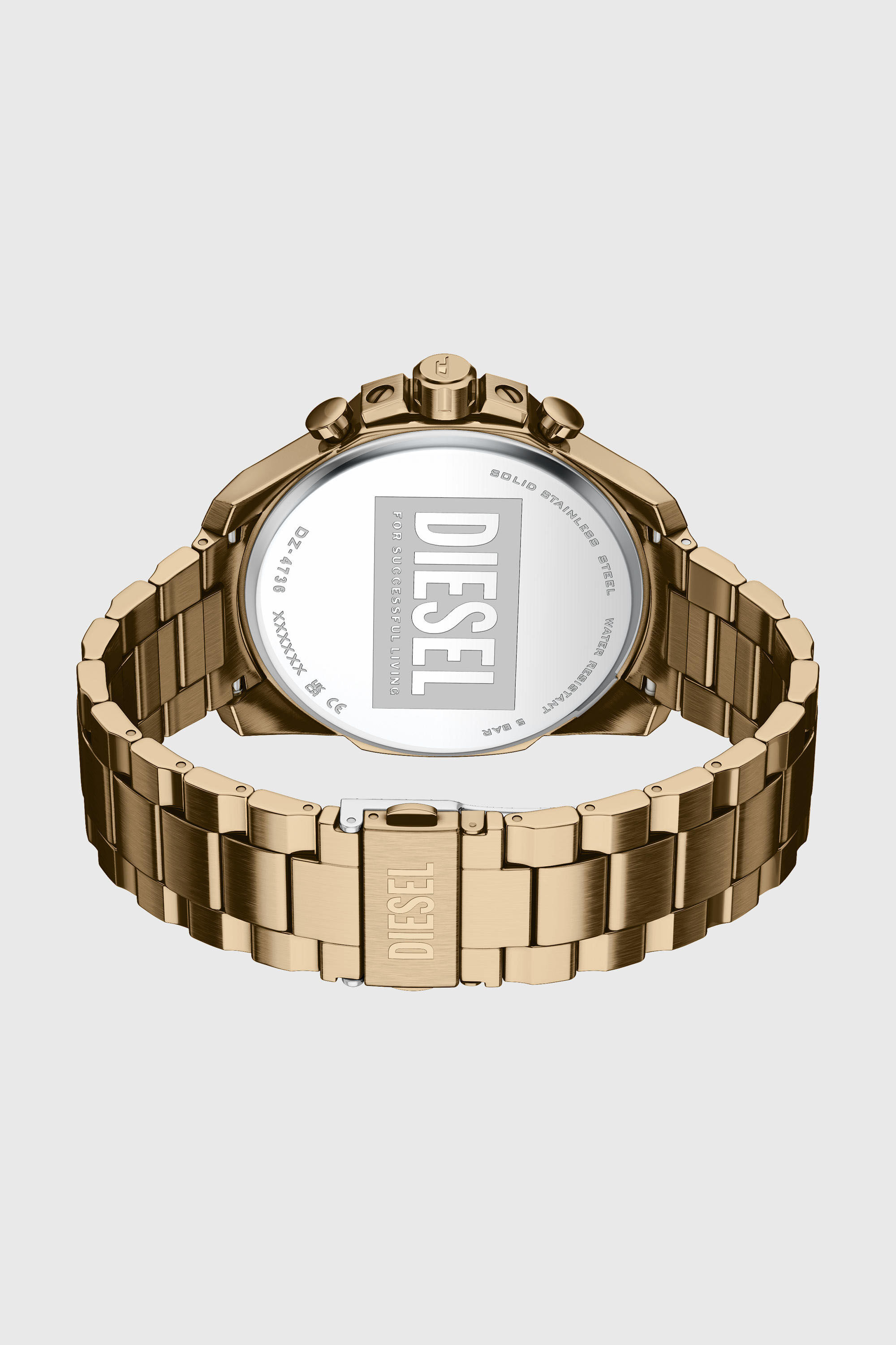 Diesel - DZ4736 WATCH, Montre Mega Chief Slim en acier inoxydable finition or vieilli Homme in Dor&eacute; - 4
