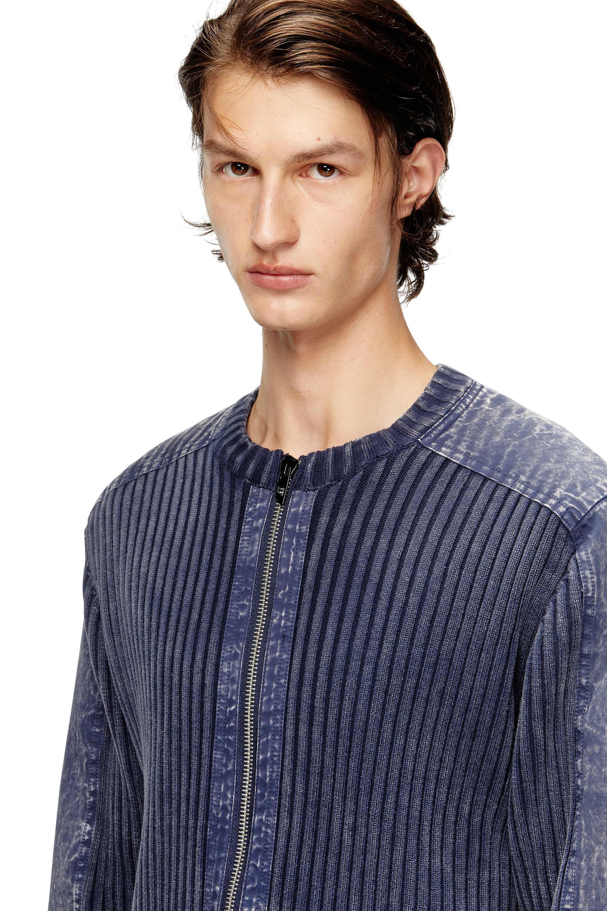 Diesel - K-MATTY, Cardigan zippé avec bandes de manches en denim Homme in ToBeDefined - 5