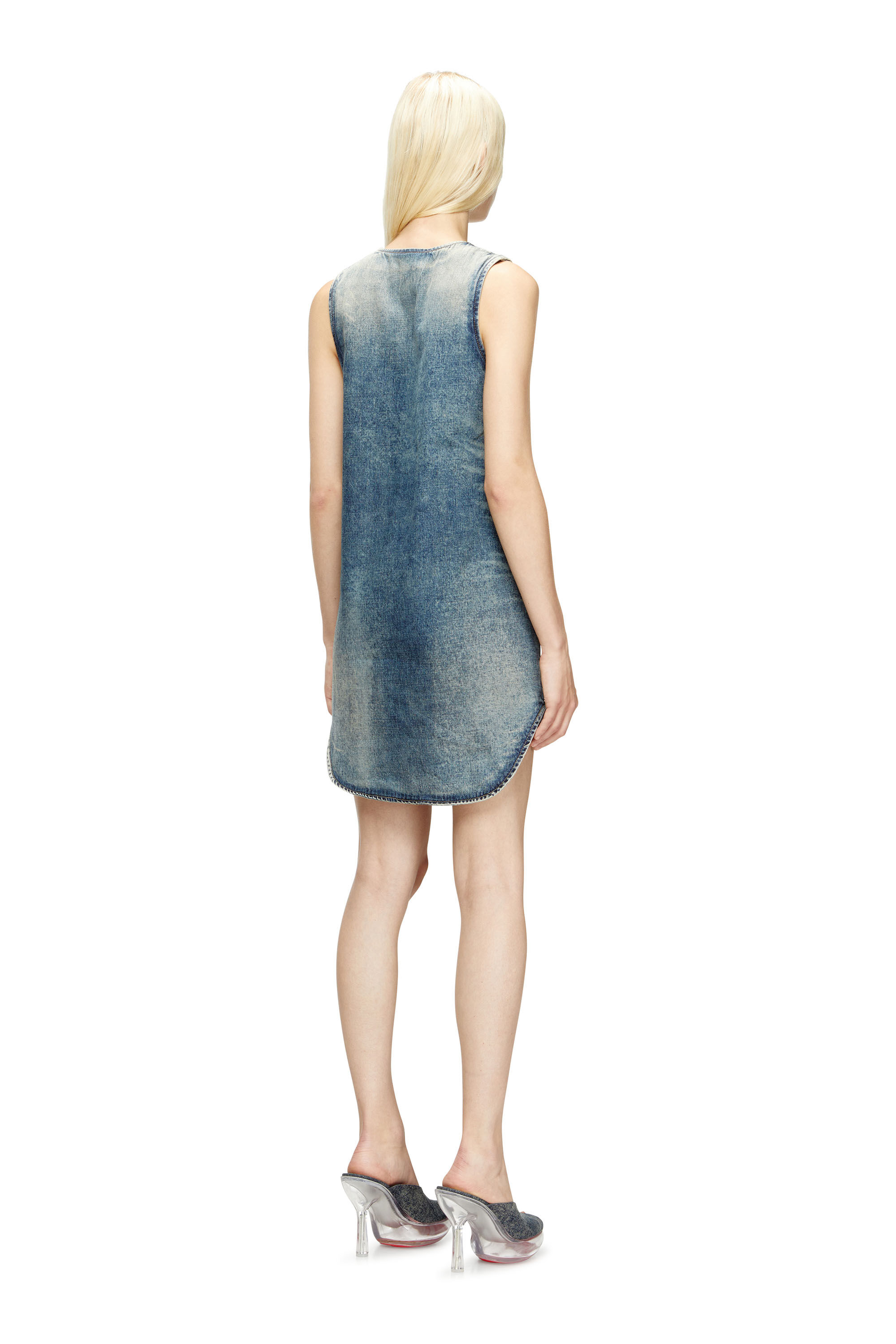 Diesel - DE-LARIS-DRESS-S, Robe courte en denim marbré Femme in Bleu - 4