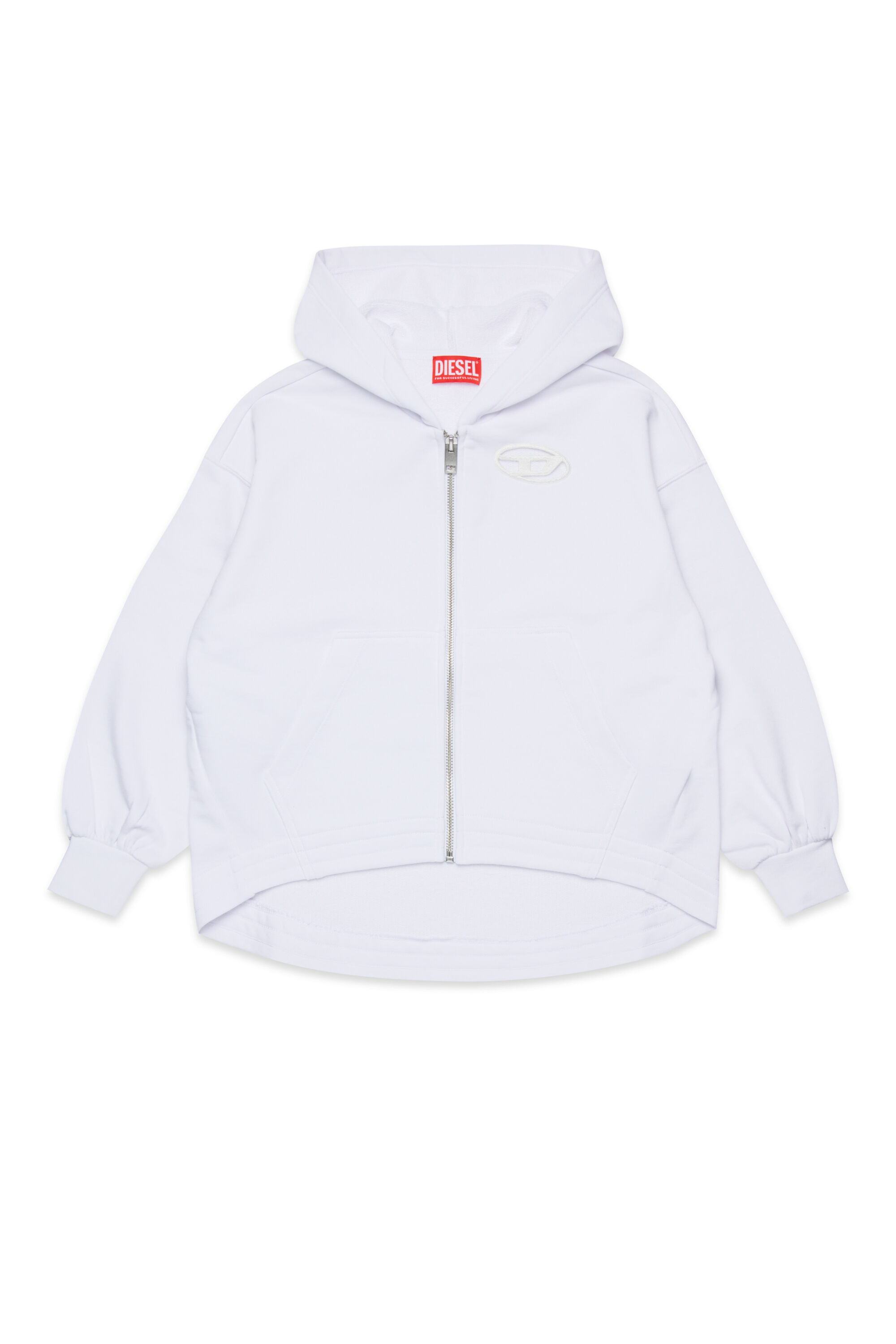 Diesel - SFPERU, Sweat-shirt à capuche zippé avec cut-out à logo Oval D Femme in Blanc - 1