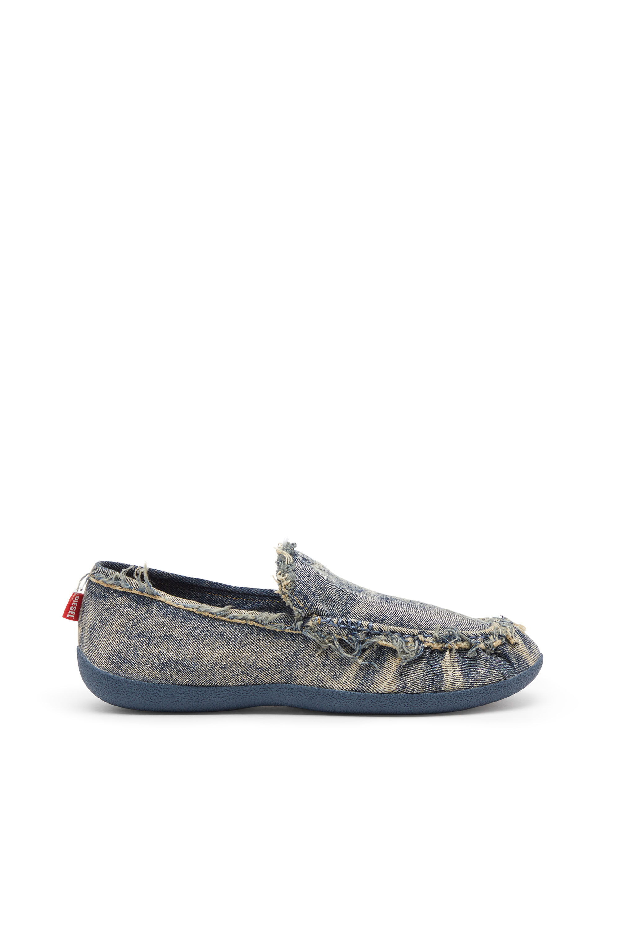 Diesel - D-SHOCK MOC, D-Shock-Mocassins en denim effet vieilli Homme in Bleu - 1